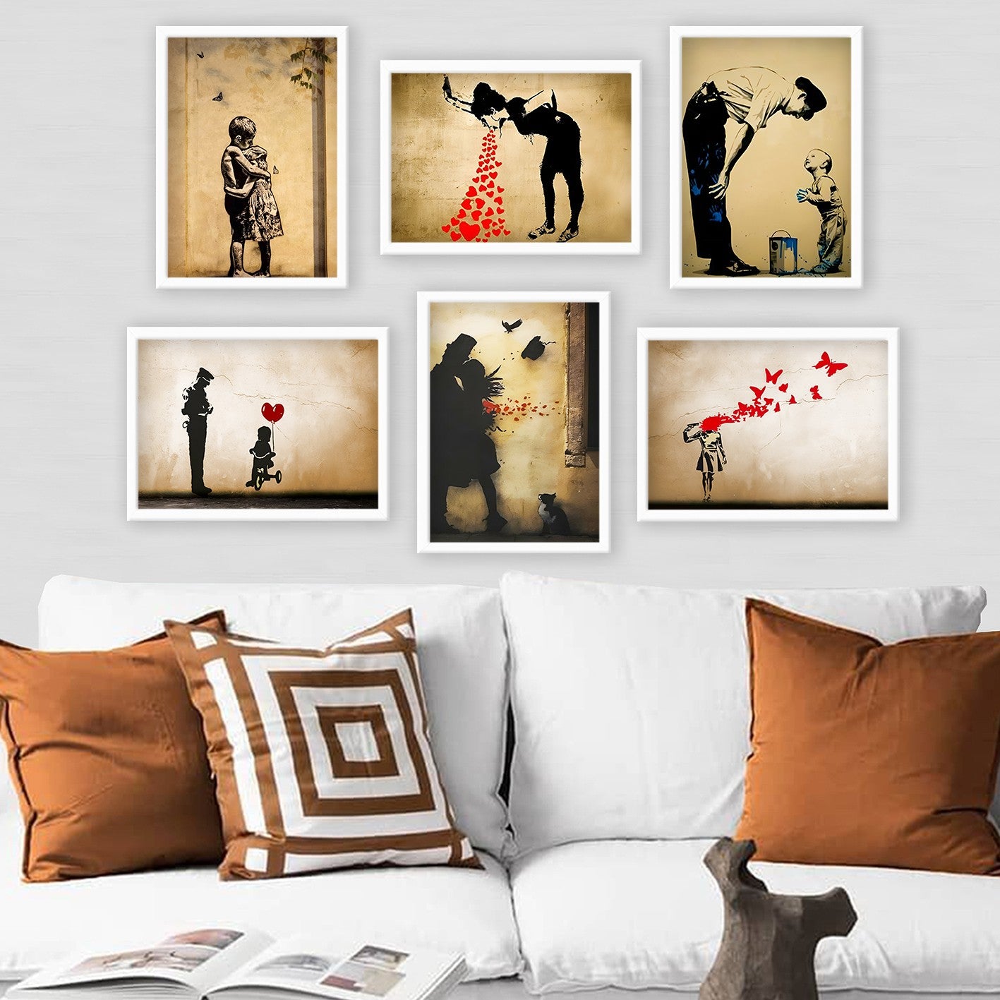 Conjunto de 6 Quadros Decorativos MDF Multicolor - Impressão UV de Alta Qualidade 35x45cm