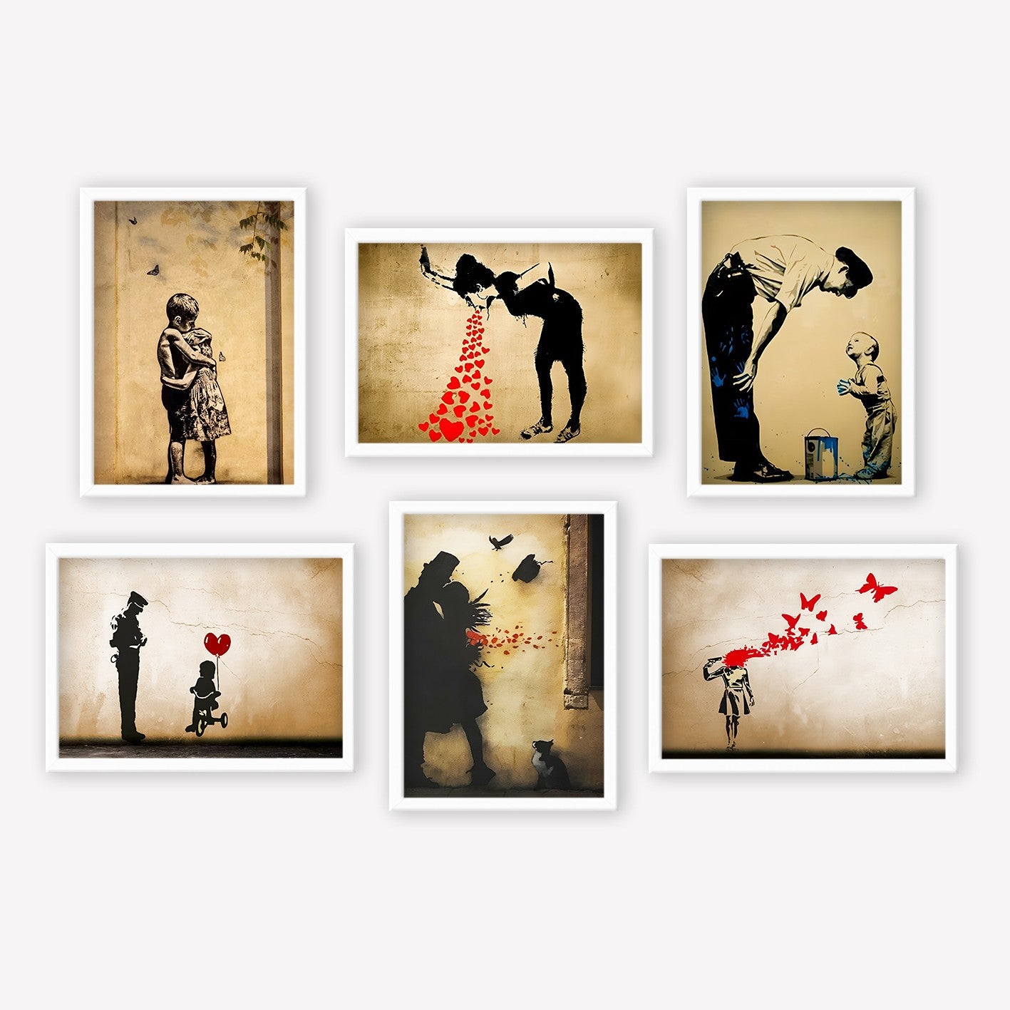 Conjunto de 6 Quadros Decorativos MDF Multicolor - Impressão UV de Alta Qualidade 35x45cm