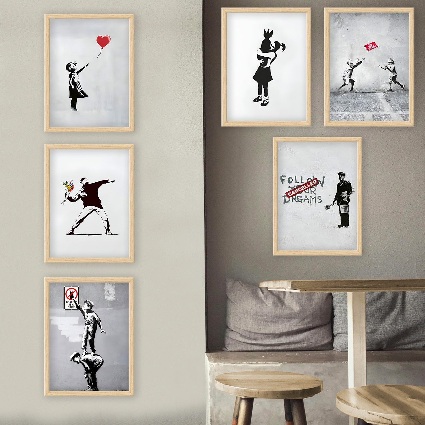 Conjunto de 6 Quadros Decorativos MDF Multicolor - Impressão UV de Alta Qualidade 35x45cm