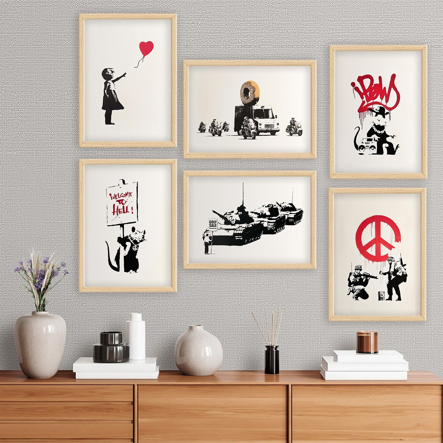 Conjunto de 6 Quadros Decorativos MDF Multicolor - Impressão UV de Alta Qualidade 35x45cm