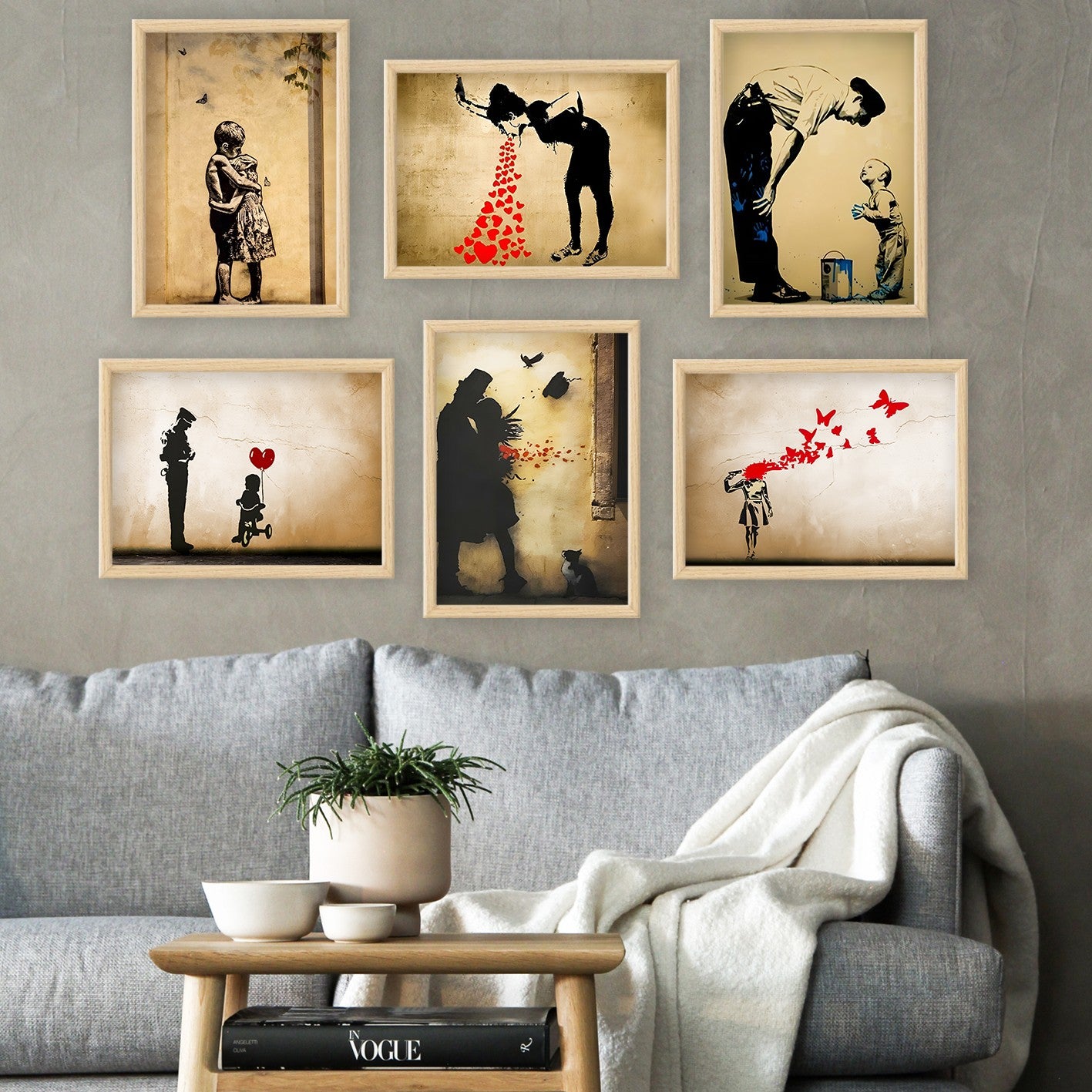 Conjunto de 6 Quadros Decorativos MDF Multicolor - Impressão UV de Alta Qualidade 35x45cm