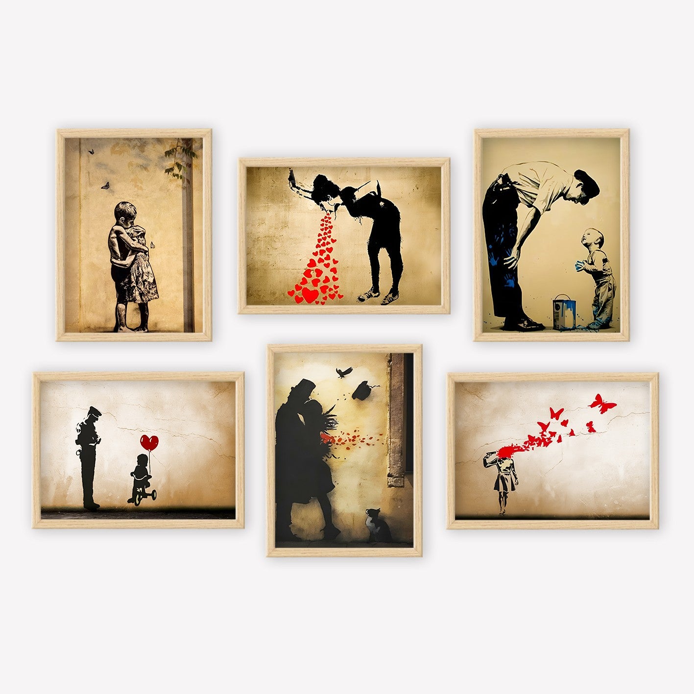 Conjunto de 6 Quadros Decorativos MDF Multicolor - Impressão UV de Alta Qualidade 35x45cm