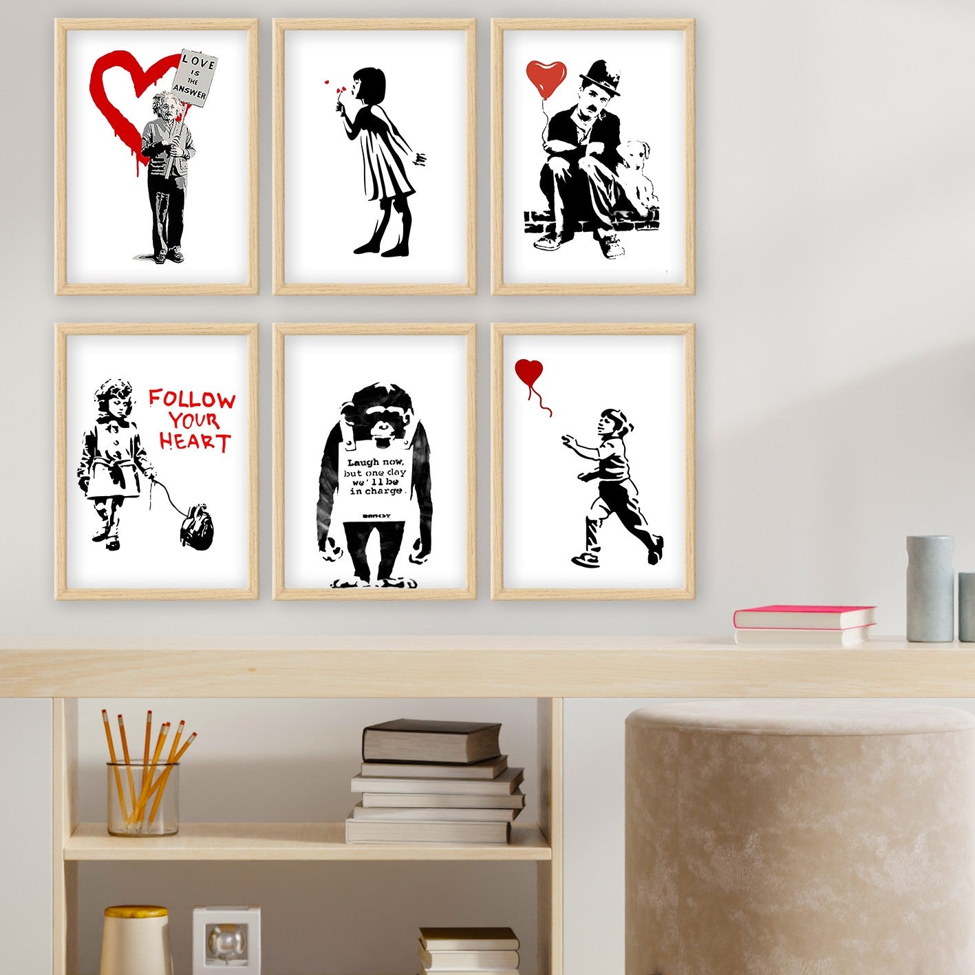 Conjunto de 6 Quadros Decorativos MDF Multicolor - Impressão UV de Alta Qualidade 35x45cm