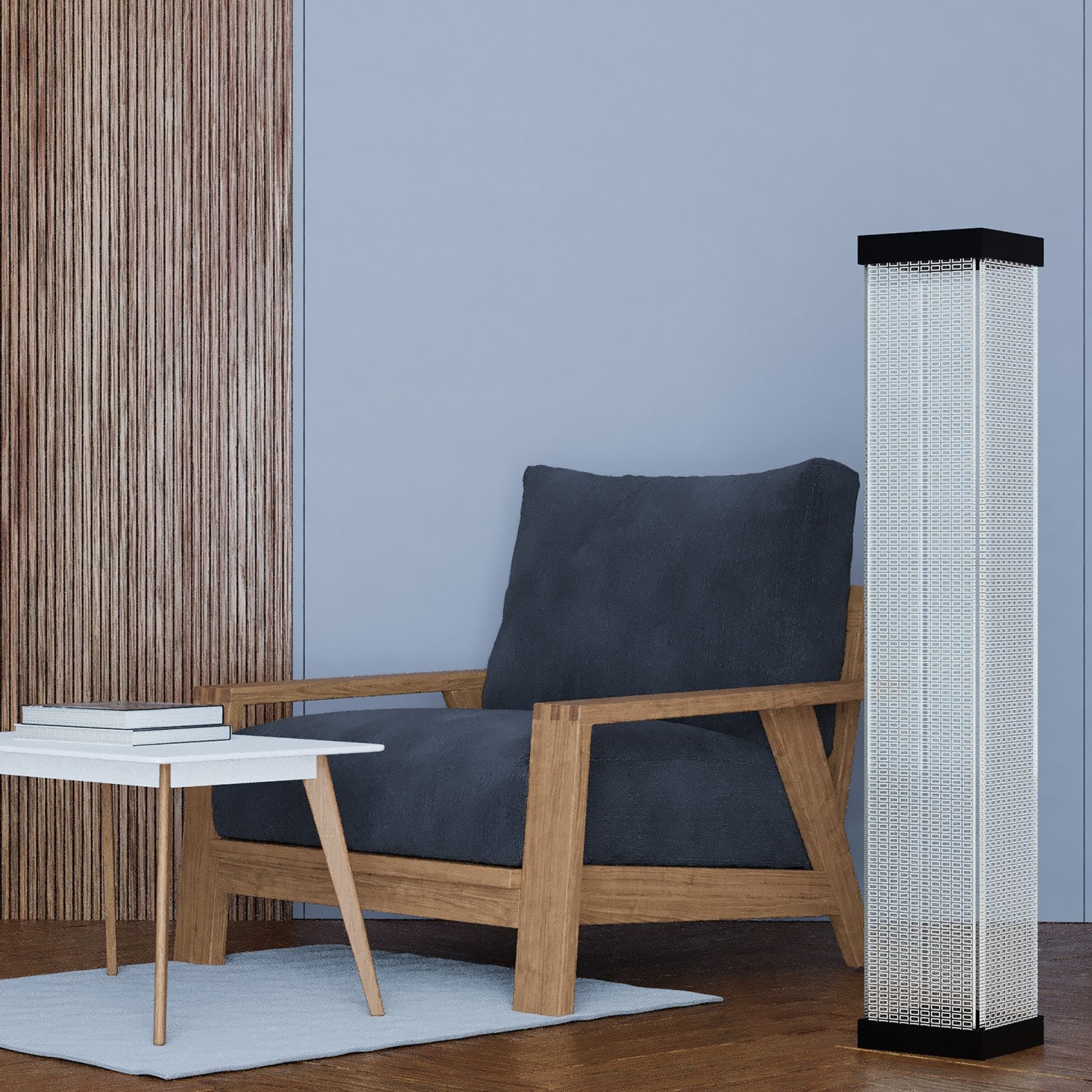 Candeeiro de Pé – 17,5 x 17,5 x 108 cm – Preto – Acrílico e alumínio