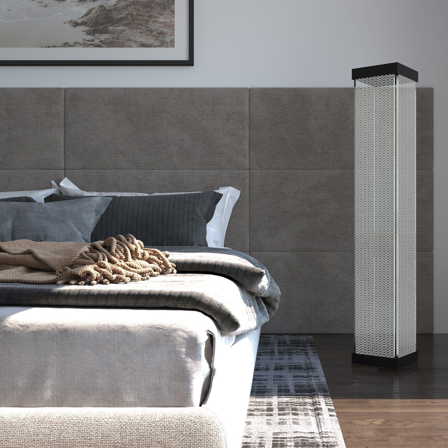 Candeeiro de Pé – 17,5 x 17,5 x 108 cm – Preto – Acrílico e alumínio