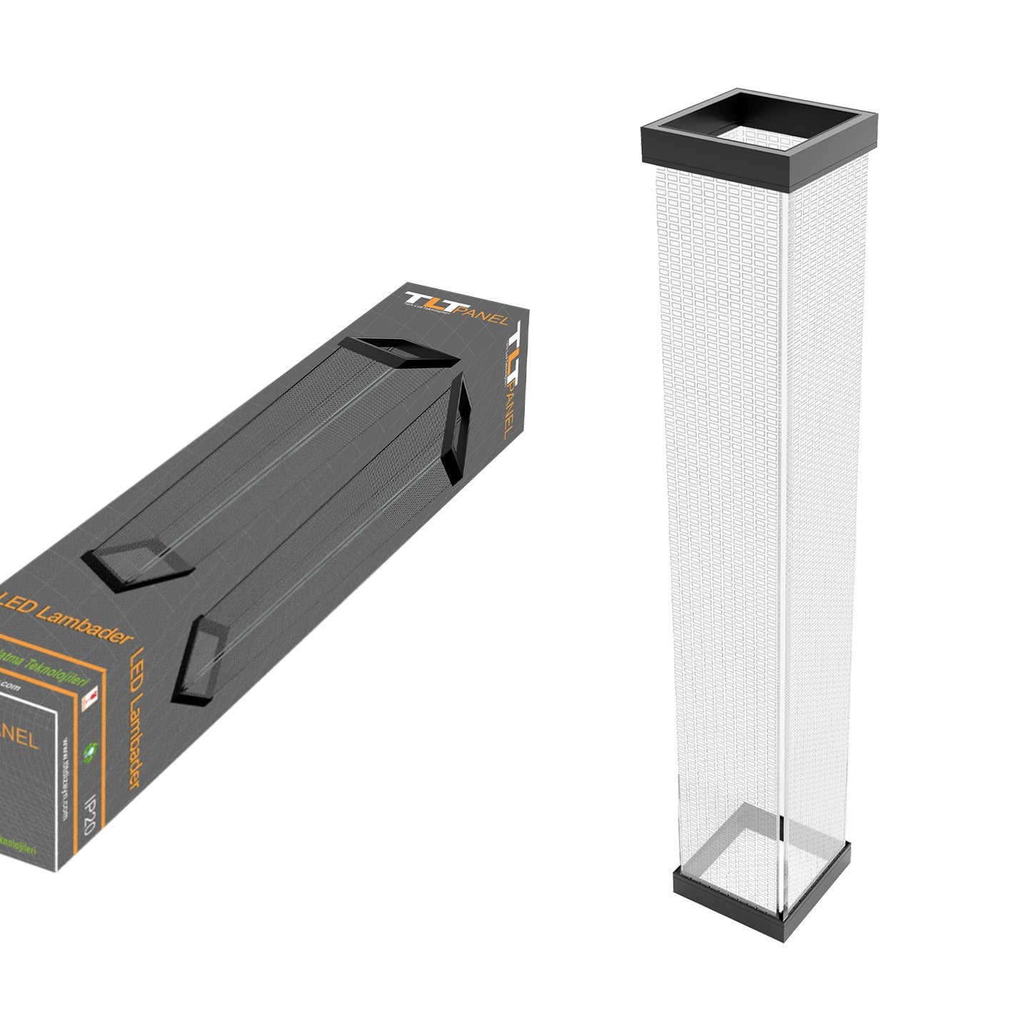 Candeeiro de Pé – 17,5 x 17,5 x 108 cm – Preto – Acrílico e alumínio