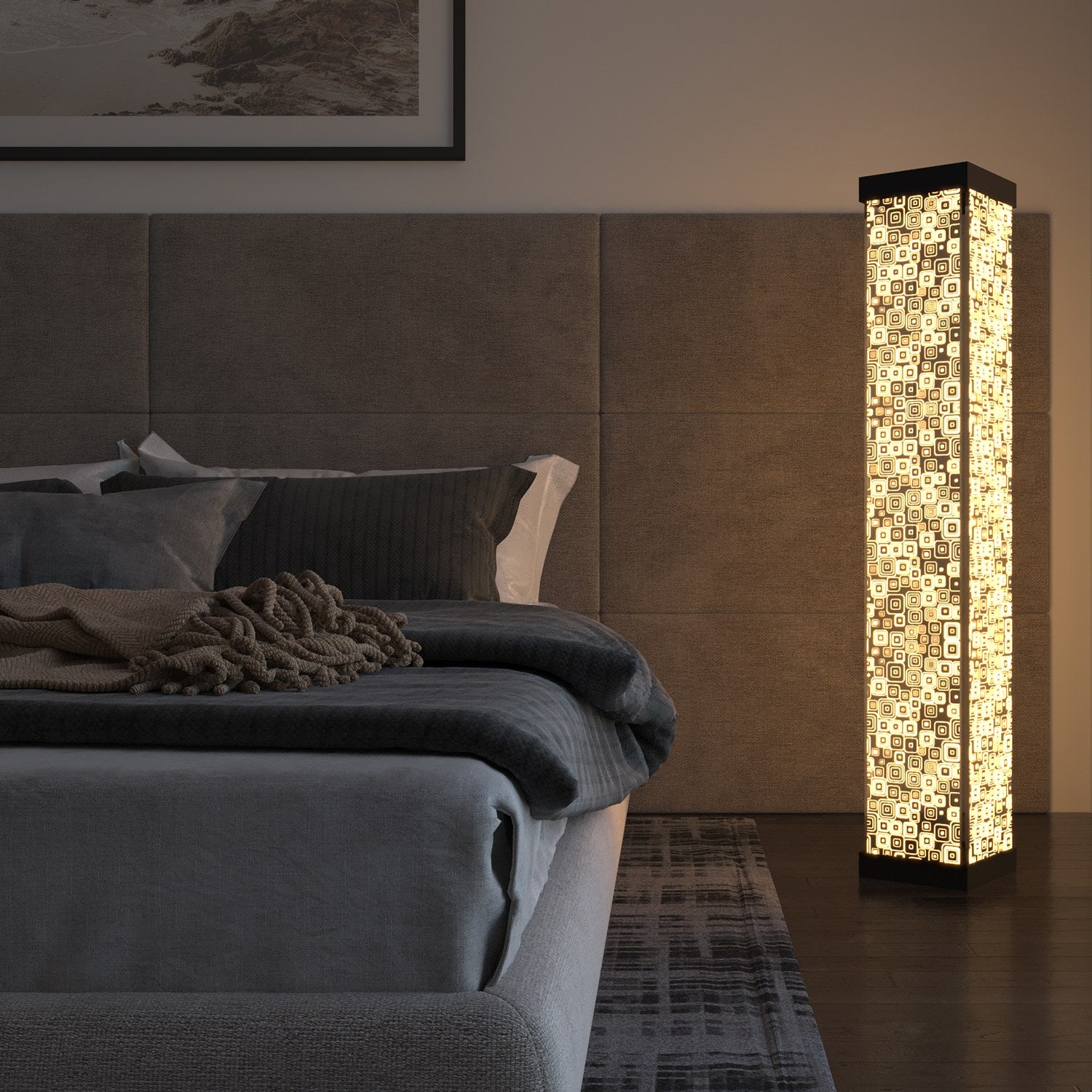 Candeeiro de Pé – 108 cm – Preto – Acrílico e Alumínio