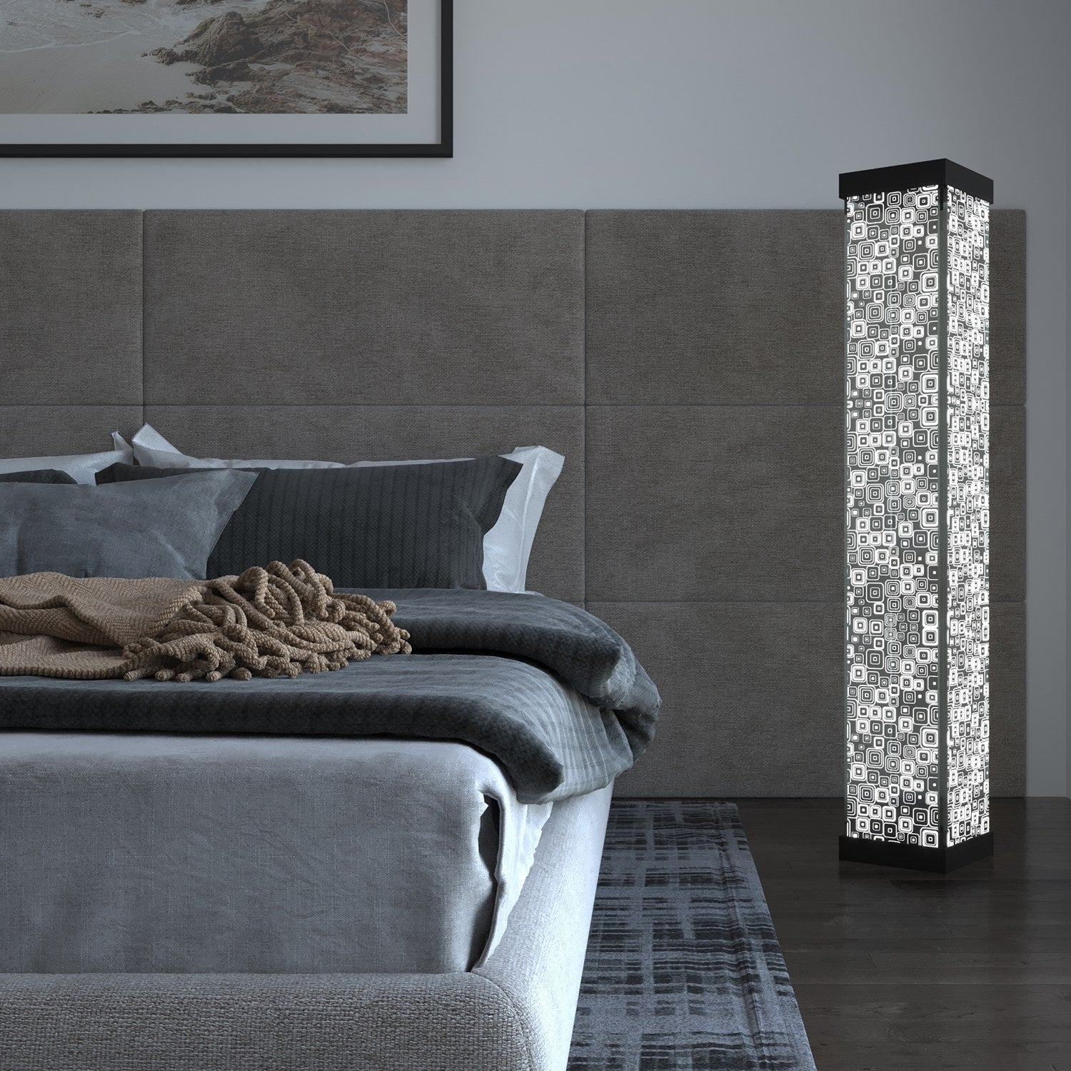 Candeeiro de Pé – 108 cm – Preto – Acrílico e Alumínio