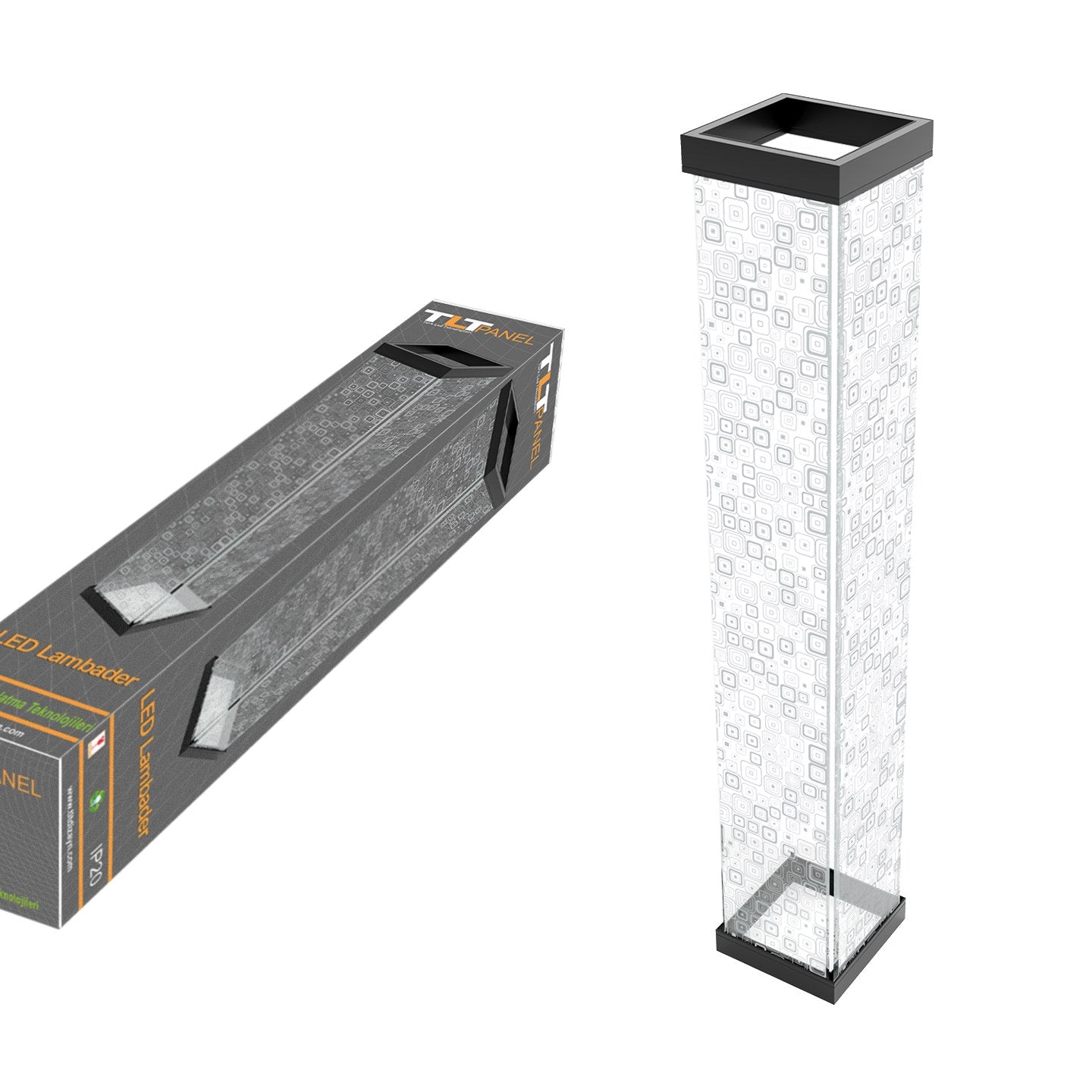 Candeeiro de Pé – 108 cm – Preto – Acrílico e Alumínio