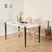 Mesa de Jantar Moderna Branca e Preta para 4 Pessoas - Montagem Rápida e Fácil com Pernas de Aço