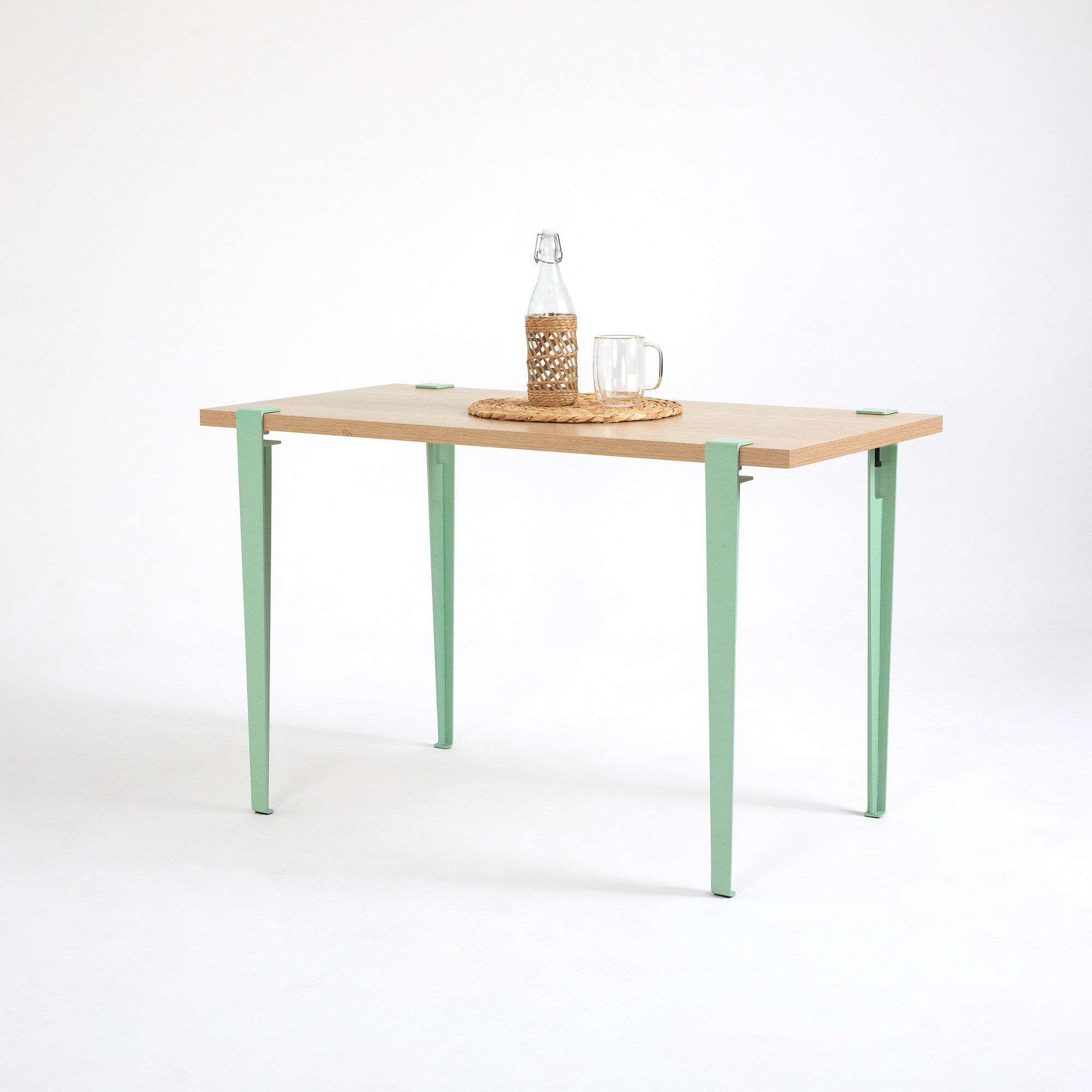 Mesa de Jantar Moderna em Verde Menta - 4 Lugares com Pernas de Aço e Montagem Rápida