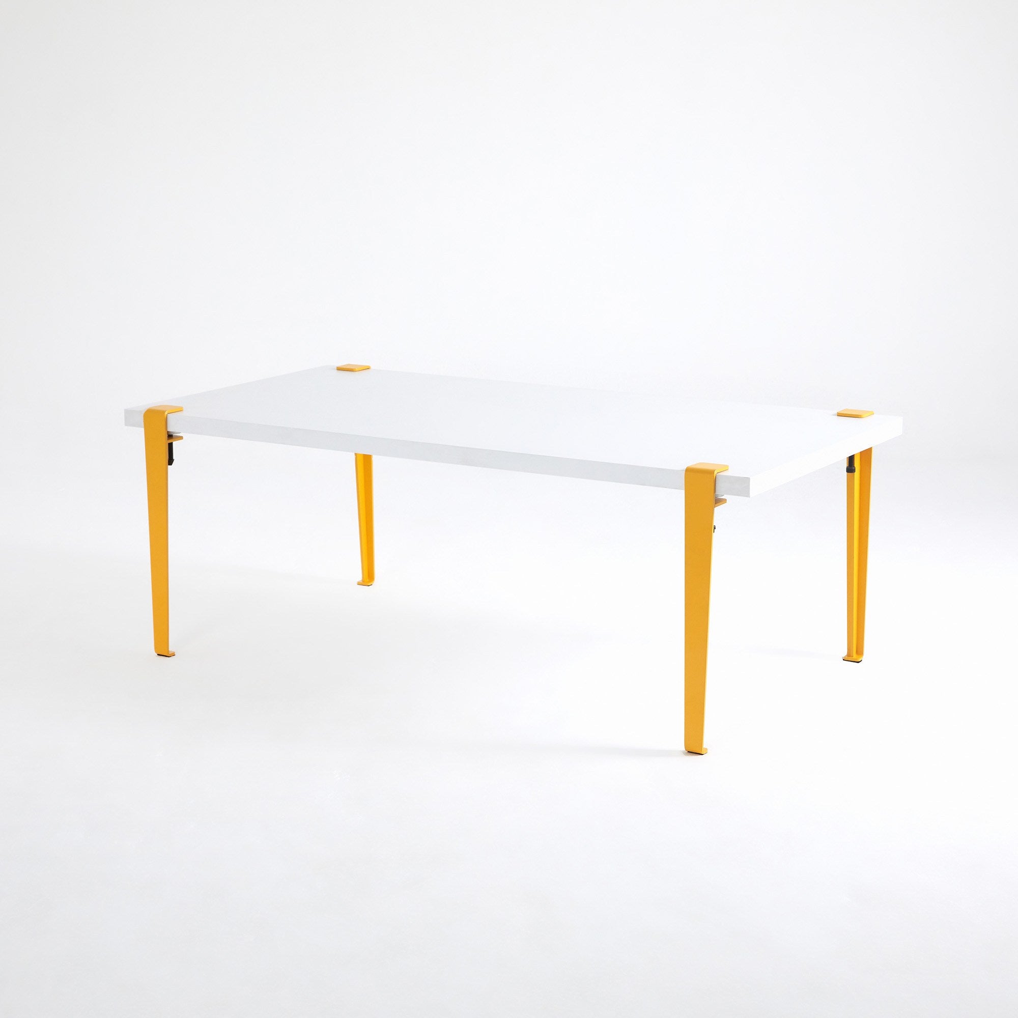 Mesa de Centro Branca e Amarela com Pernas de Aço - Montagem Rápida e Fácil 120x60cm