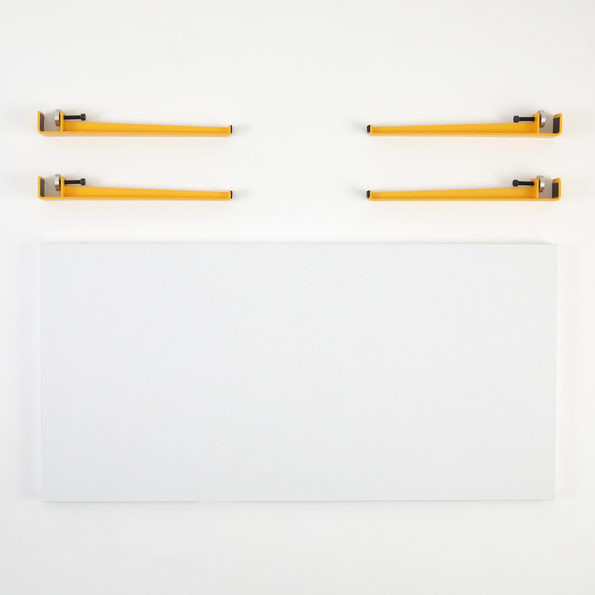 Mesa de Centro Branca e Amarela com Pernas de Aço - Montagem Rápida e Fácil 120x60cm