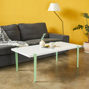 Mesa de Centro Branca com Pernas de Aço Preto - Montagem Rápida e Fácil 120x60cm