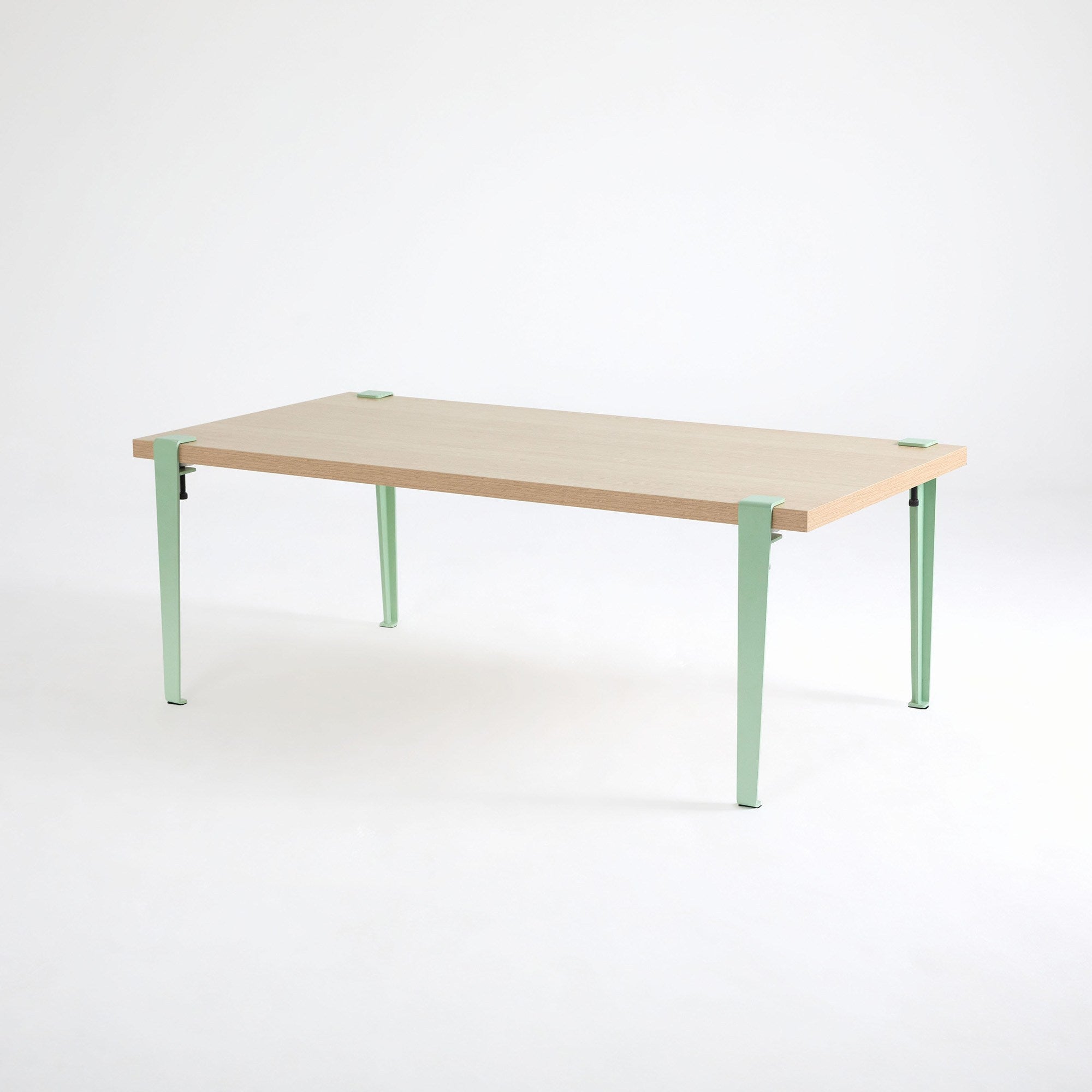 Mesa de Centro em Madeira e Verde Menta com Pernas de Aço - Montagem Rápida e Fácil 120x60cm