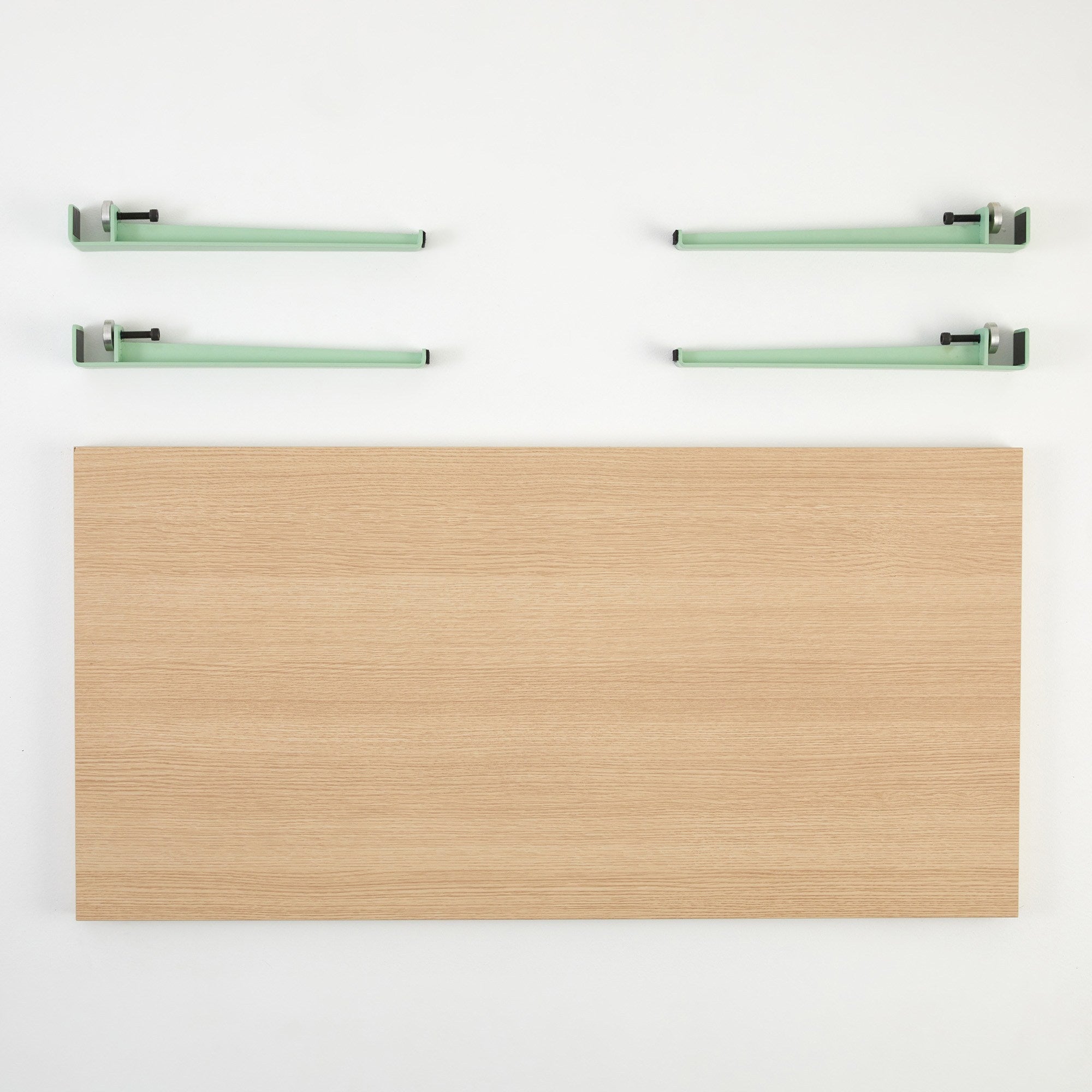 Mesa de Centro em Madeira e Verde Menta com Pernas de Aço - Montagem Rápida e Fácil 120x60cm