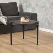 Mesa de Centro Redonda Preta 60cm - Montagem Rápida e Fácil com Pernas de Aço