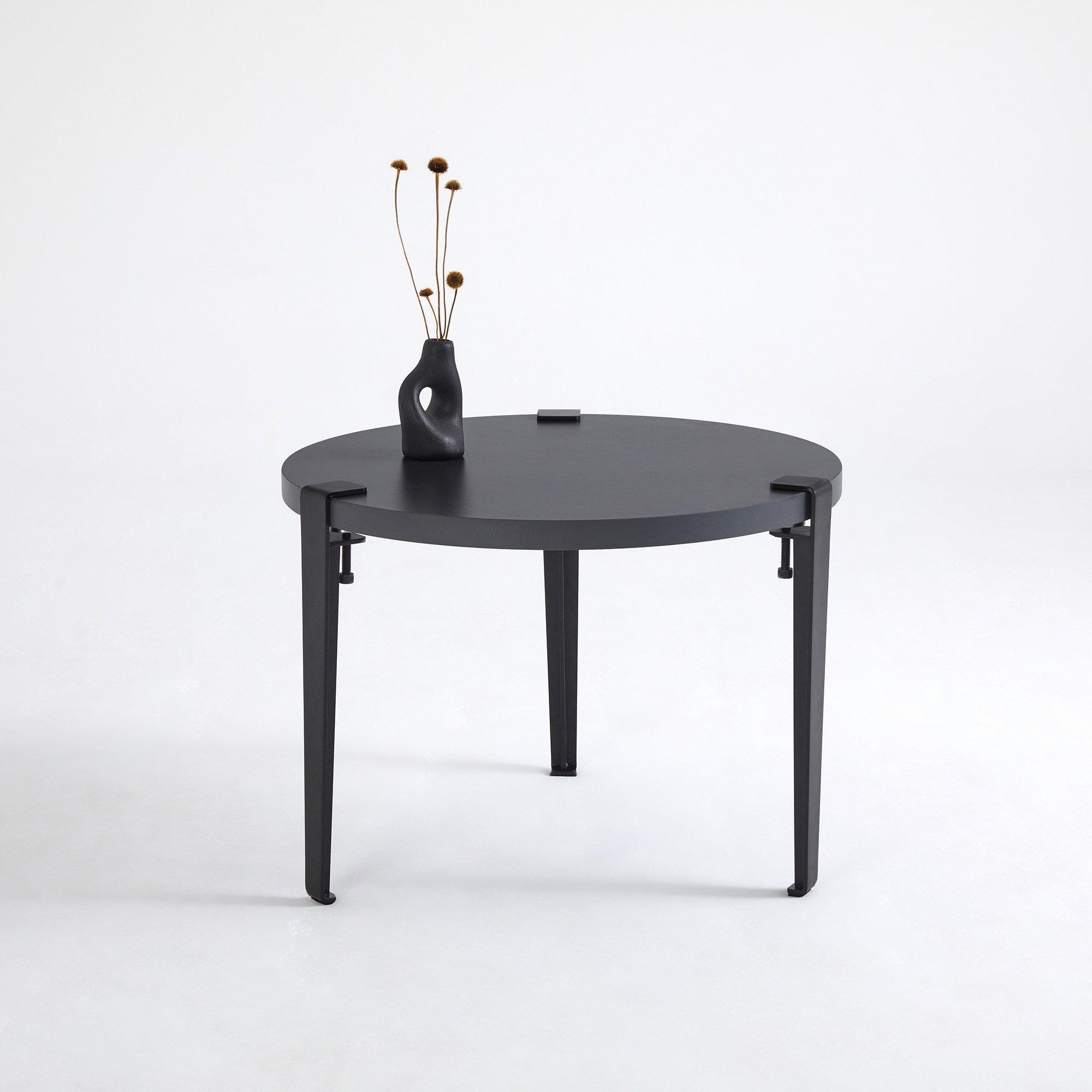 Mesa de Centro Redonda Preta 60cm - Montagem Rápida e Fácil com Pernas de Aço