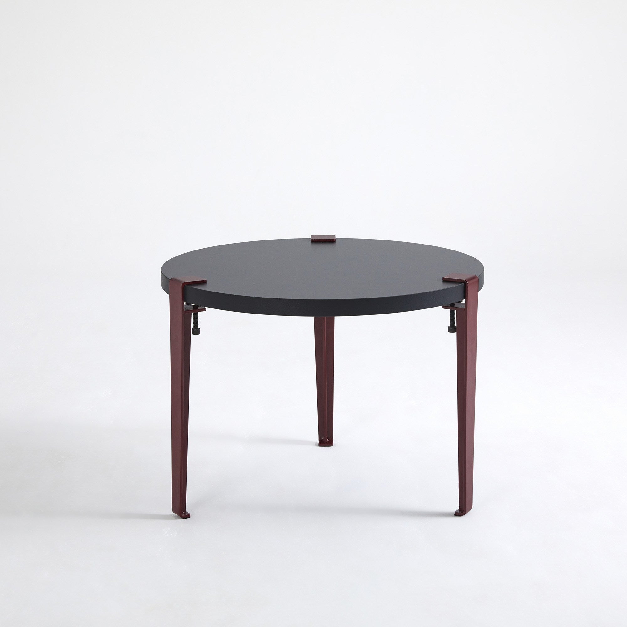 Mesa de Centro Redonda 60cm com Pernas de Aço - Montagem Rápida e Fácil - Disponível em Antracite e Vermelho Bordô