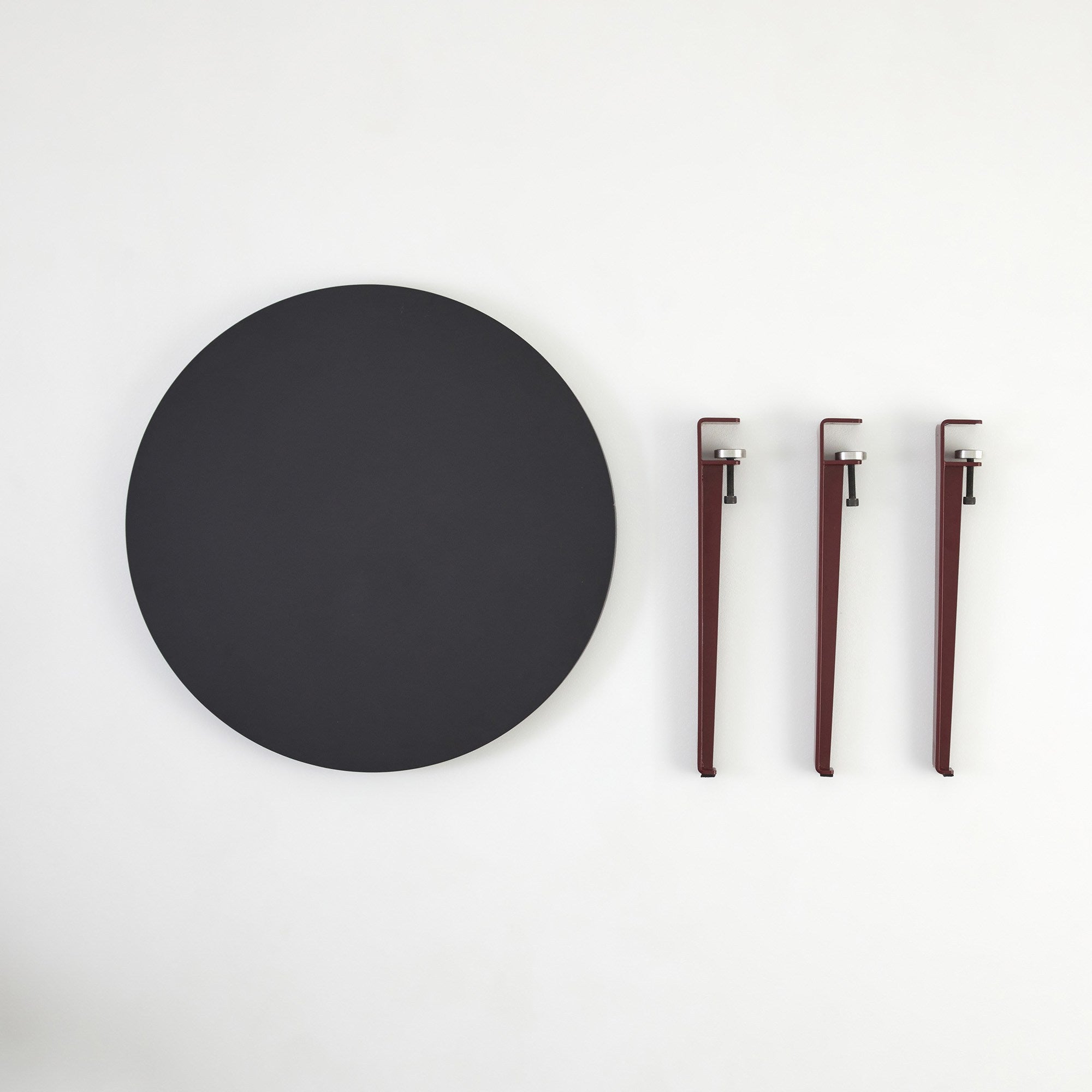 Mesa de Centro Redonda 60cm com Pernas de Aço - Montagem Rápida e Fácil - Disponível em Antracite e Vermelho Bordô