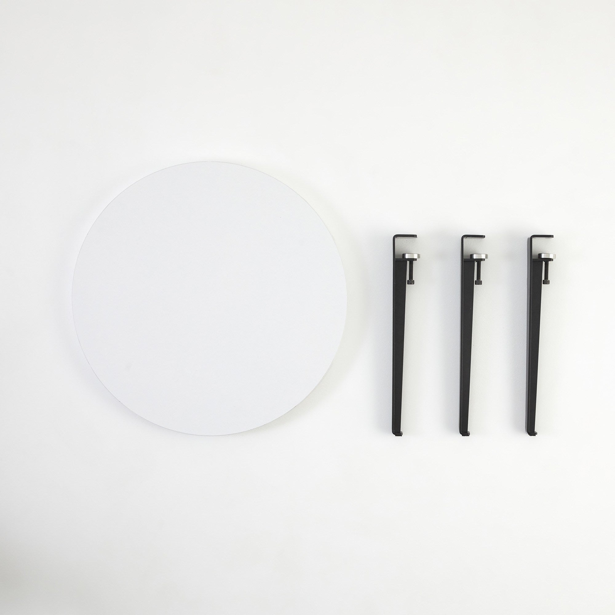 Mesa de Centro Redonda 60cm - Montagem Rápida e Fácil - Branco/Preto com Pernas de Aço