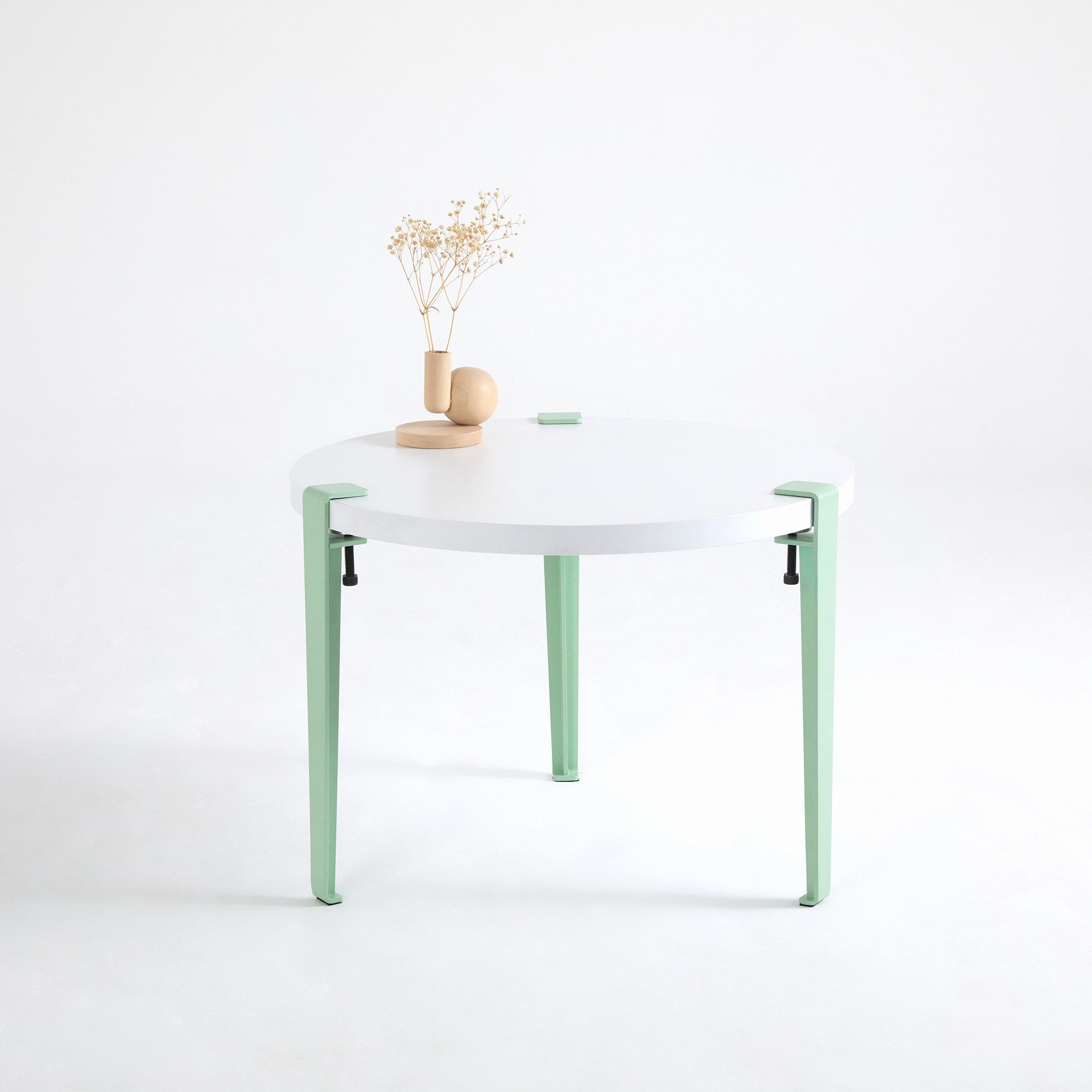 Mesa de Centro Redonda Branca com Pernas de Aço - Montagem Rápida e Fácil 60cm