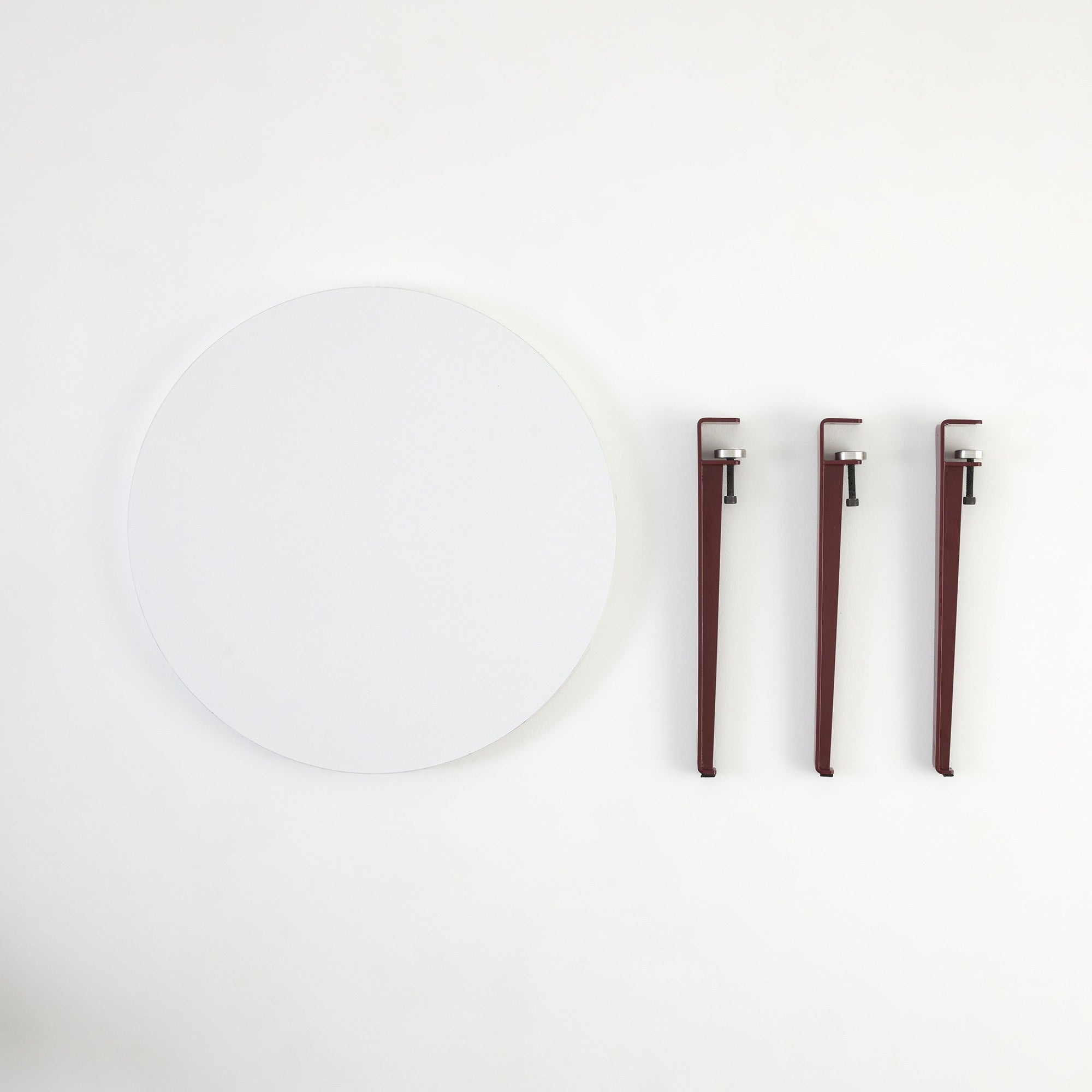 Mesa de Centro Redonda Branca e Bordeaux 60cm - Montagem Rápida e Fácil com Pernas de Aço Preto