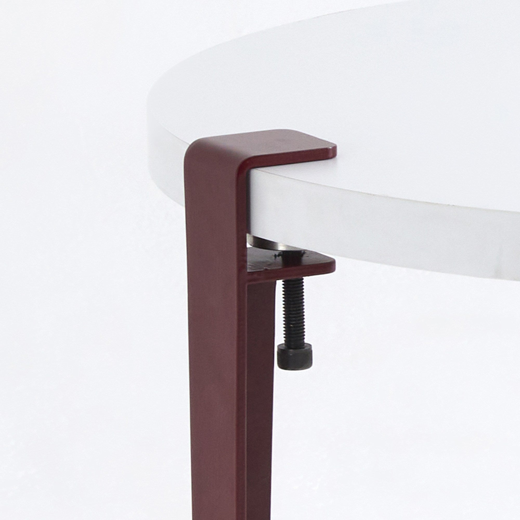 Mesa de Centro Redonda Branca e Bordeaux 60cm - Montagem Rápida e Fácil com Pernas de Aço Preto