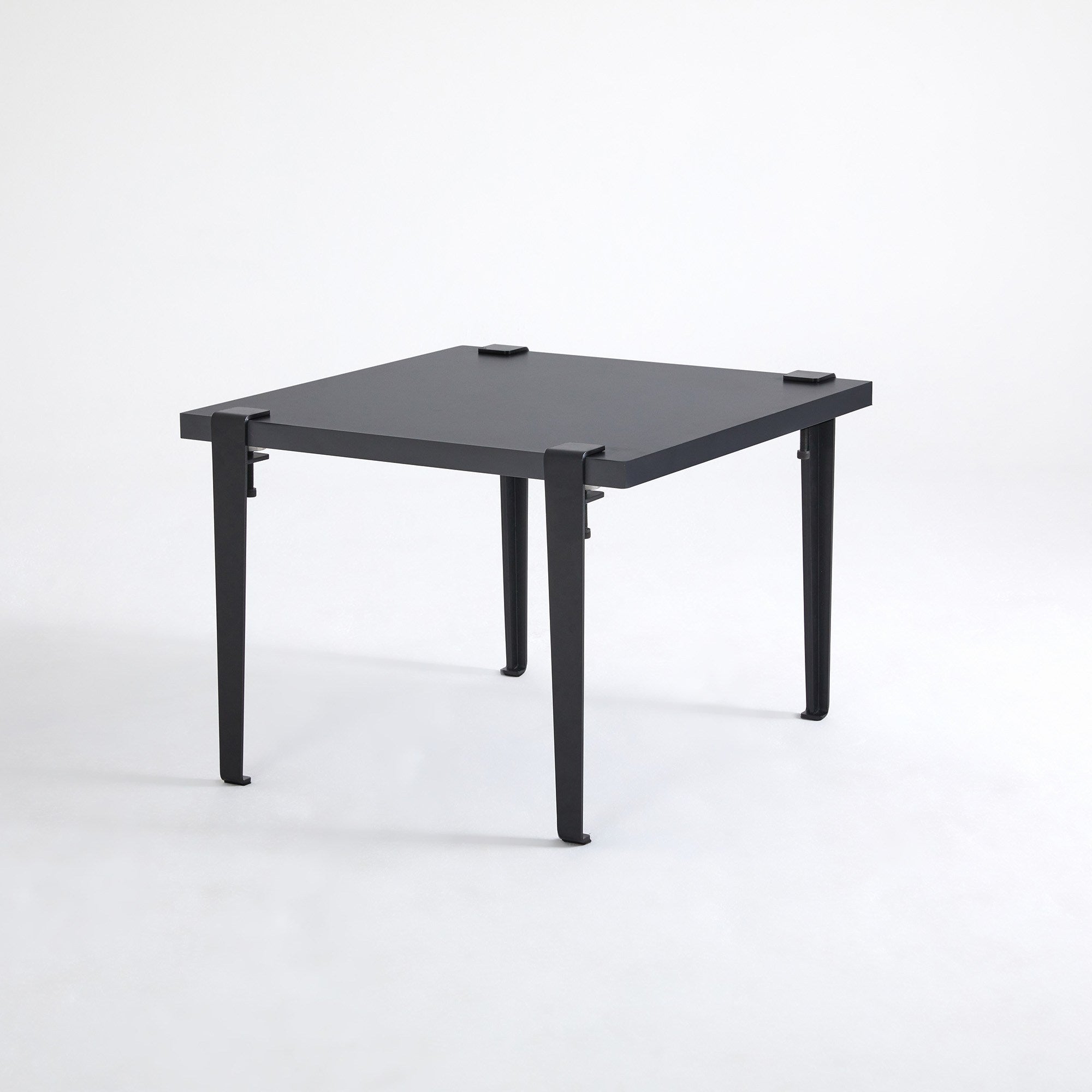 Mesa de Centro Redonda Antracite 60cm - Montagem Rápida com Pernas de Aço Preto
