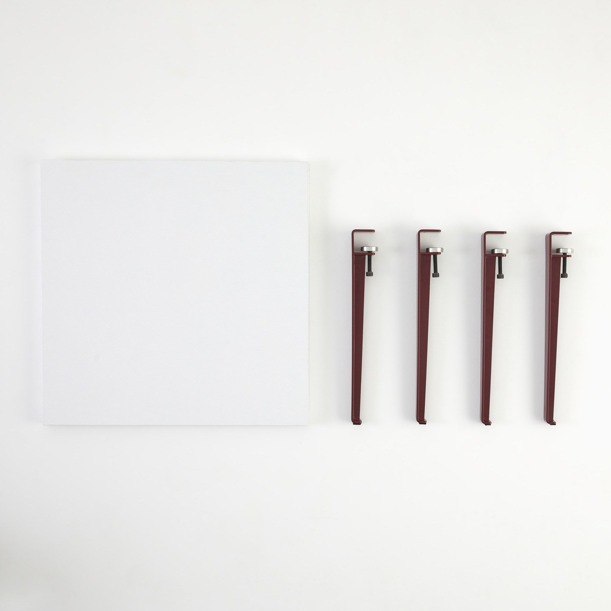 Mesa de Centro Redonda Branca e Bordeaux 60cm - Montagem Rápida e Fácil com Pernas de Aço Preto