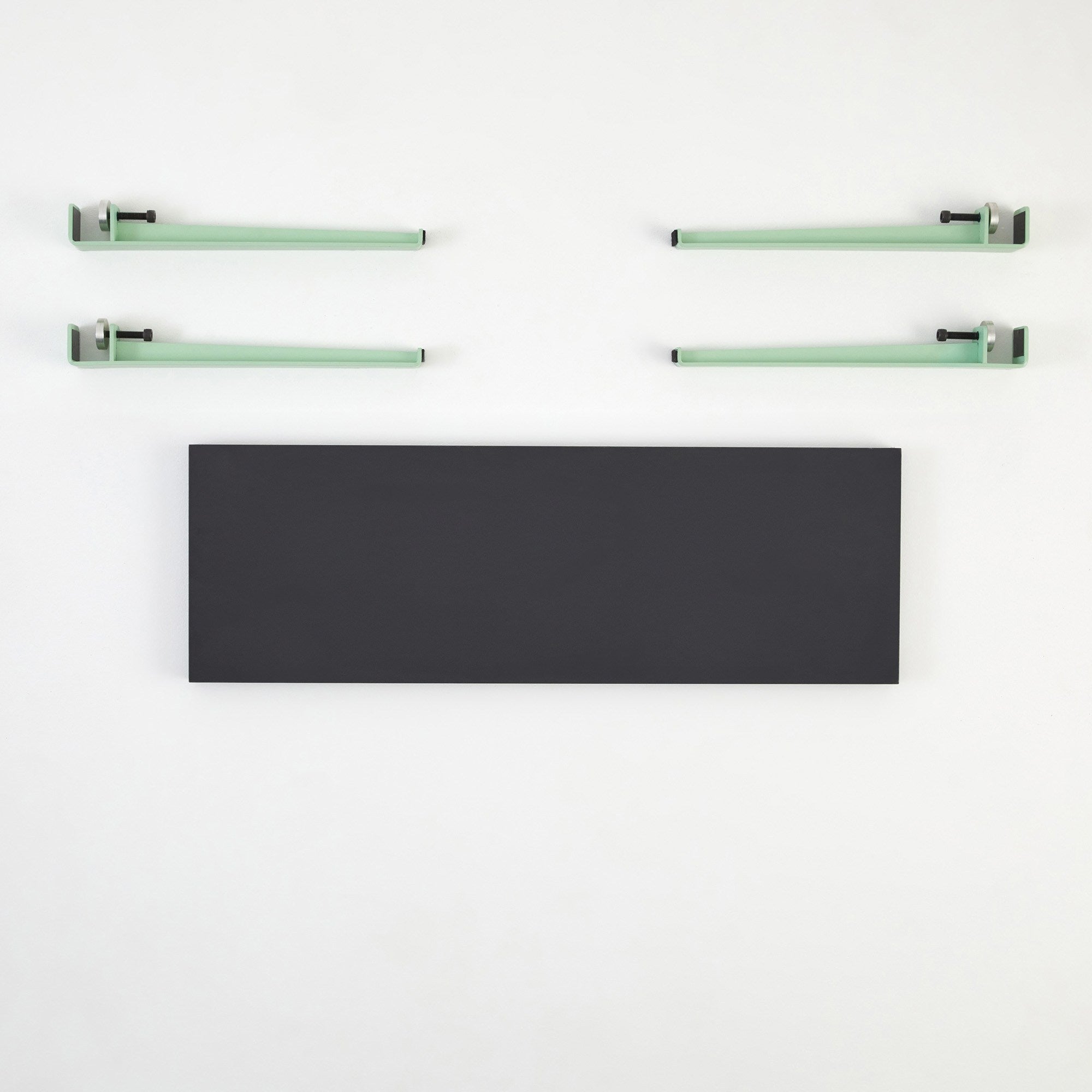 Banco Moderno com Pernas de Aço - 90cm Largura, Montagem Rápida, Acabamento Melamina Antracite/Verde Menta