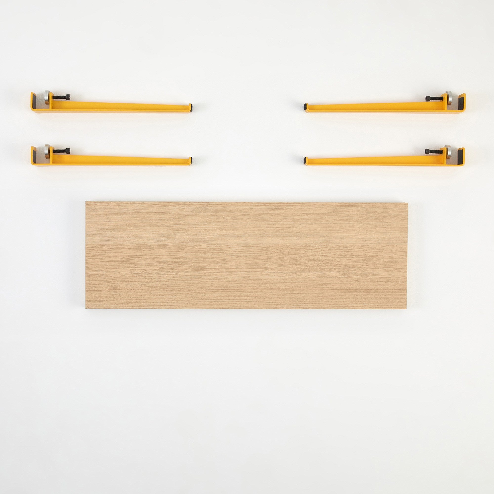 Banco Amarelo de Madeira 90cm com Pernas de Aço - Montagem Rápida e Fácil