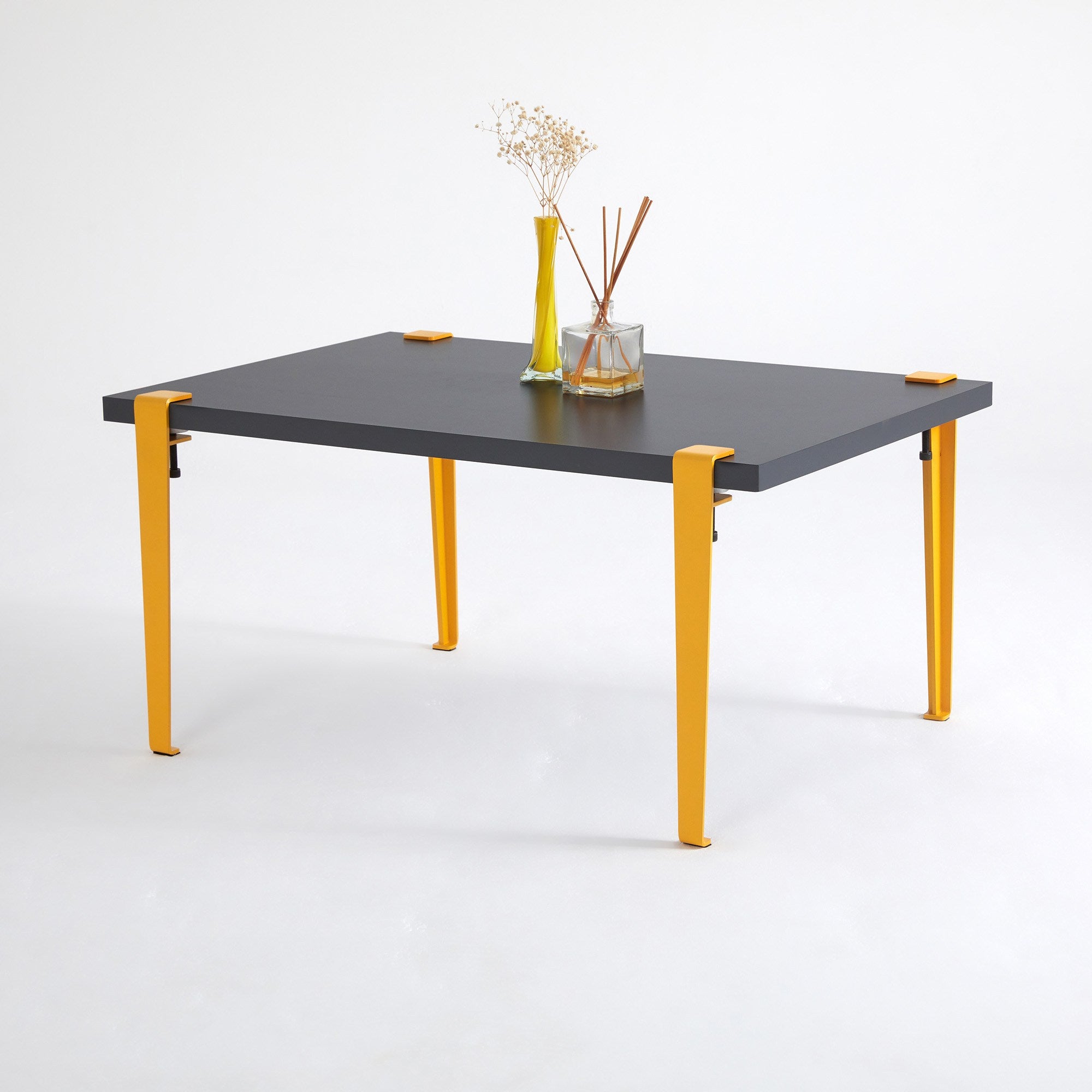 Mesa de Centro Antracite com Pernas de Aço - 90x60cm Montagem Rápida e Fácil