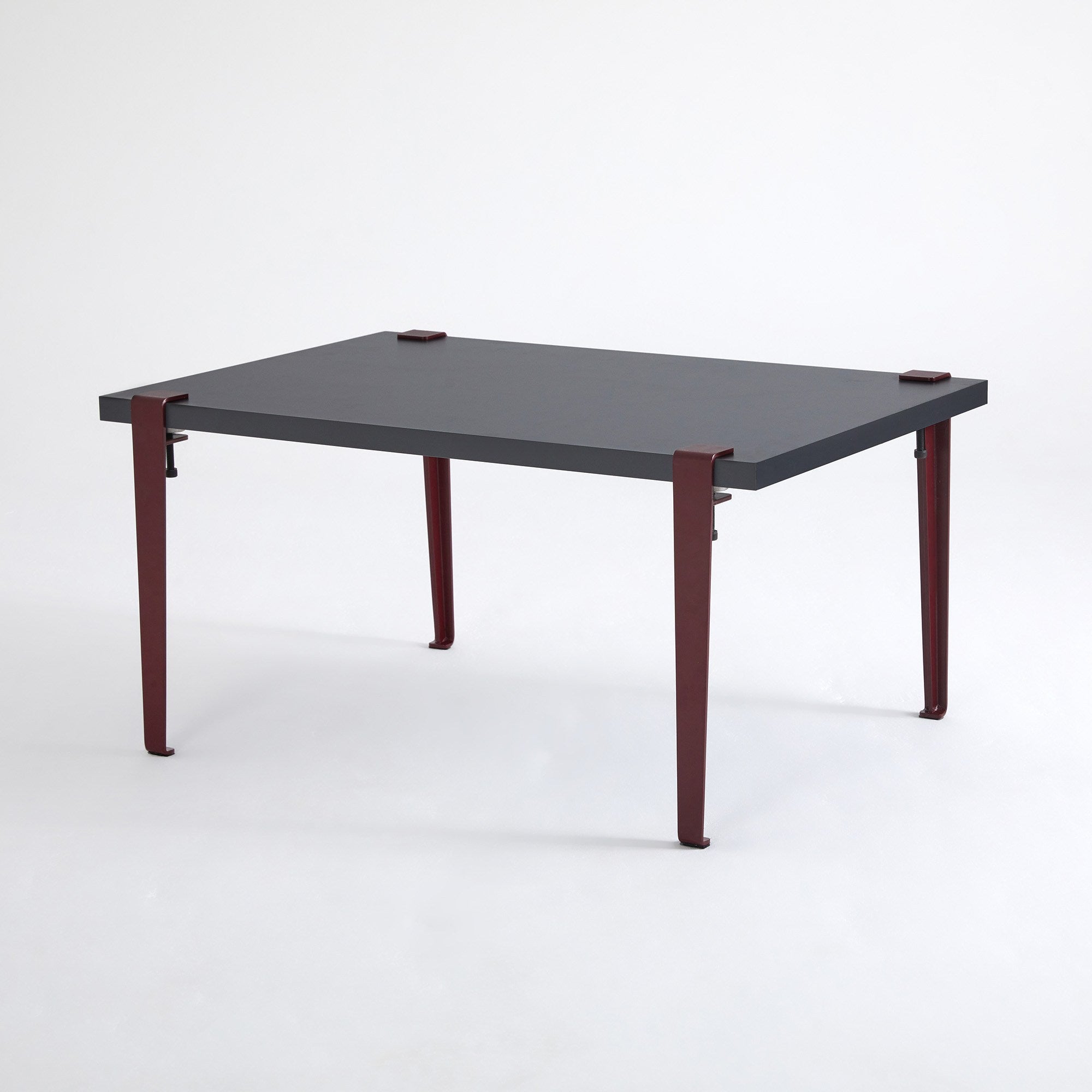 Mesa de Centro Moderna com Pernas de Aço - Design Antracite e Vermelho Bordô, Montagem Rápida e Fácil