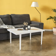 Mesa de Centro Branca com Pernas de Aço - Montagem Rápida e Fácil 90x60cm