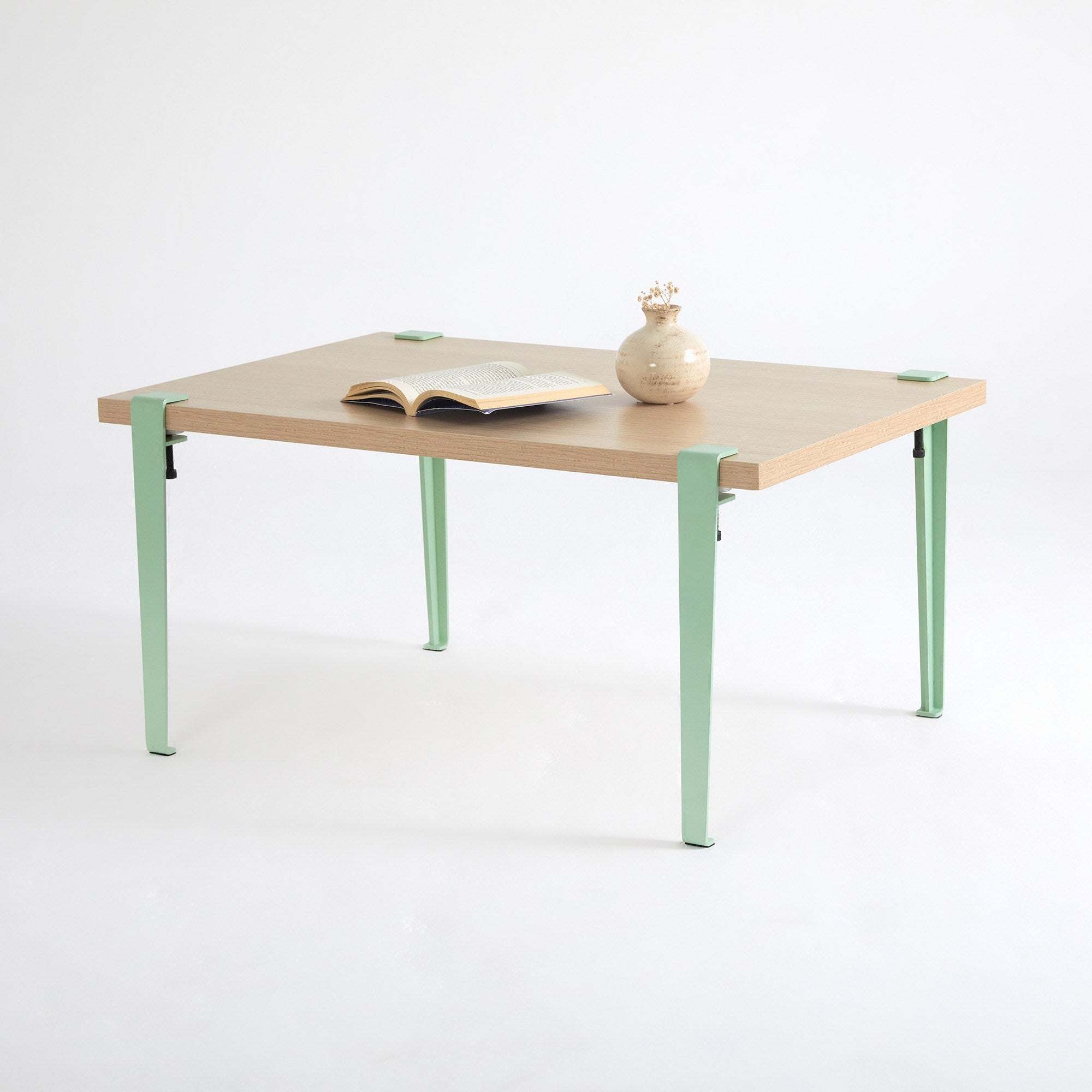 Mesa de Centro Verde Menta com Pernas de Aço - Montagem Rápida e Fácil 90x60cm