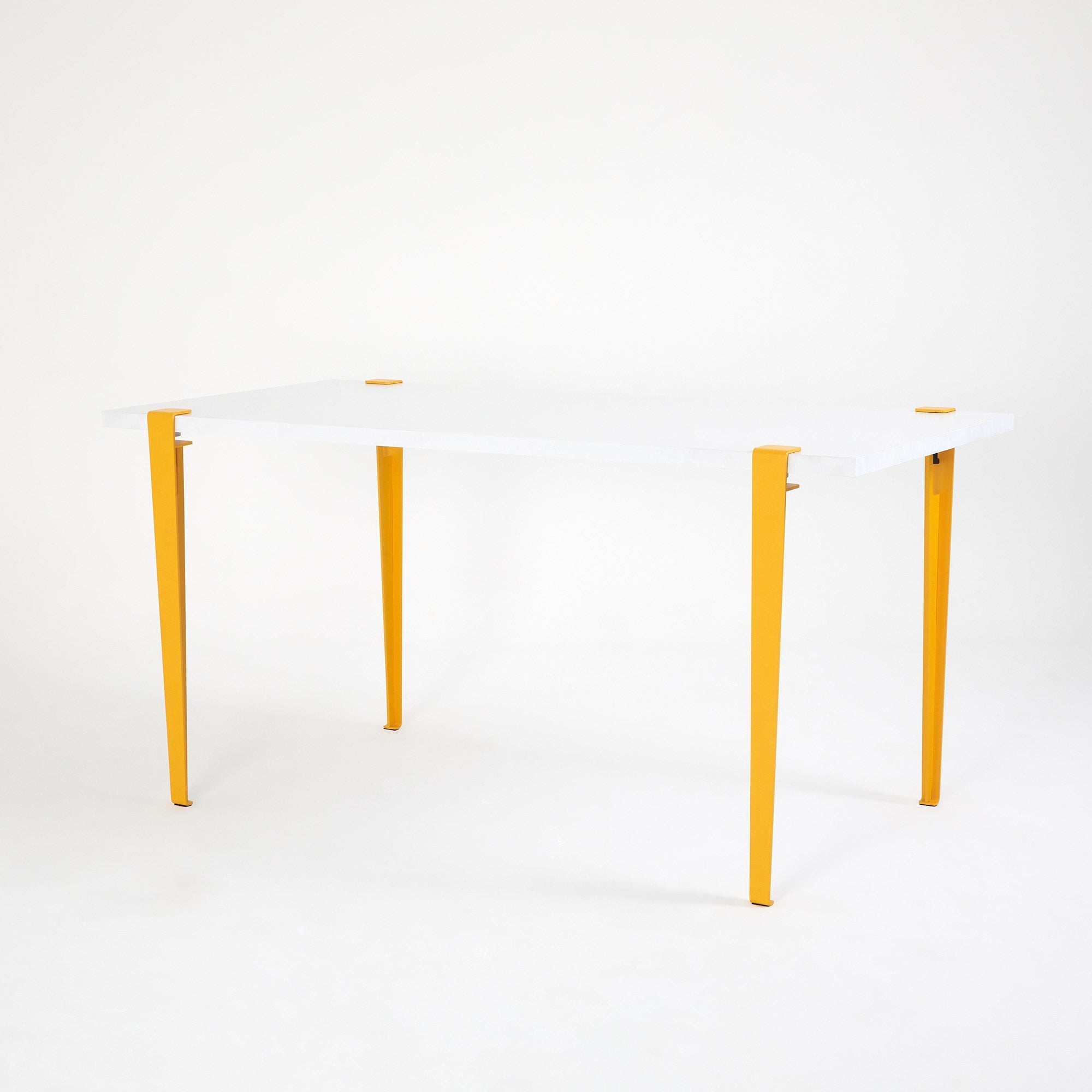 Mesa de Jantar Branca e Amarela com Pernas de Aço - Montagem Rápida e Fácil 150x75cm