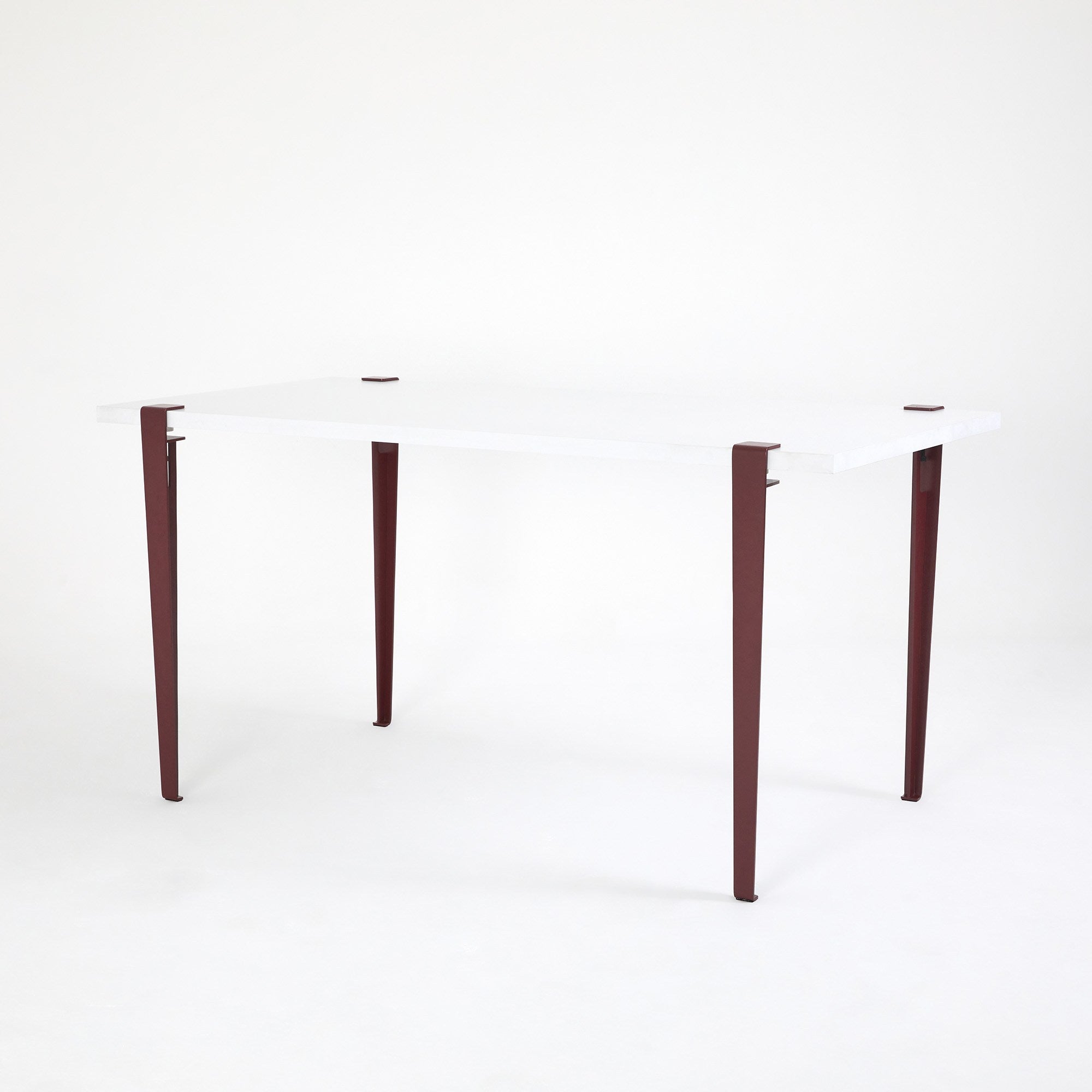 Mesa de Jantar Branca e Bordeaux com Pernas de Aço - Montagem Rápida e Fácil 150x75cm