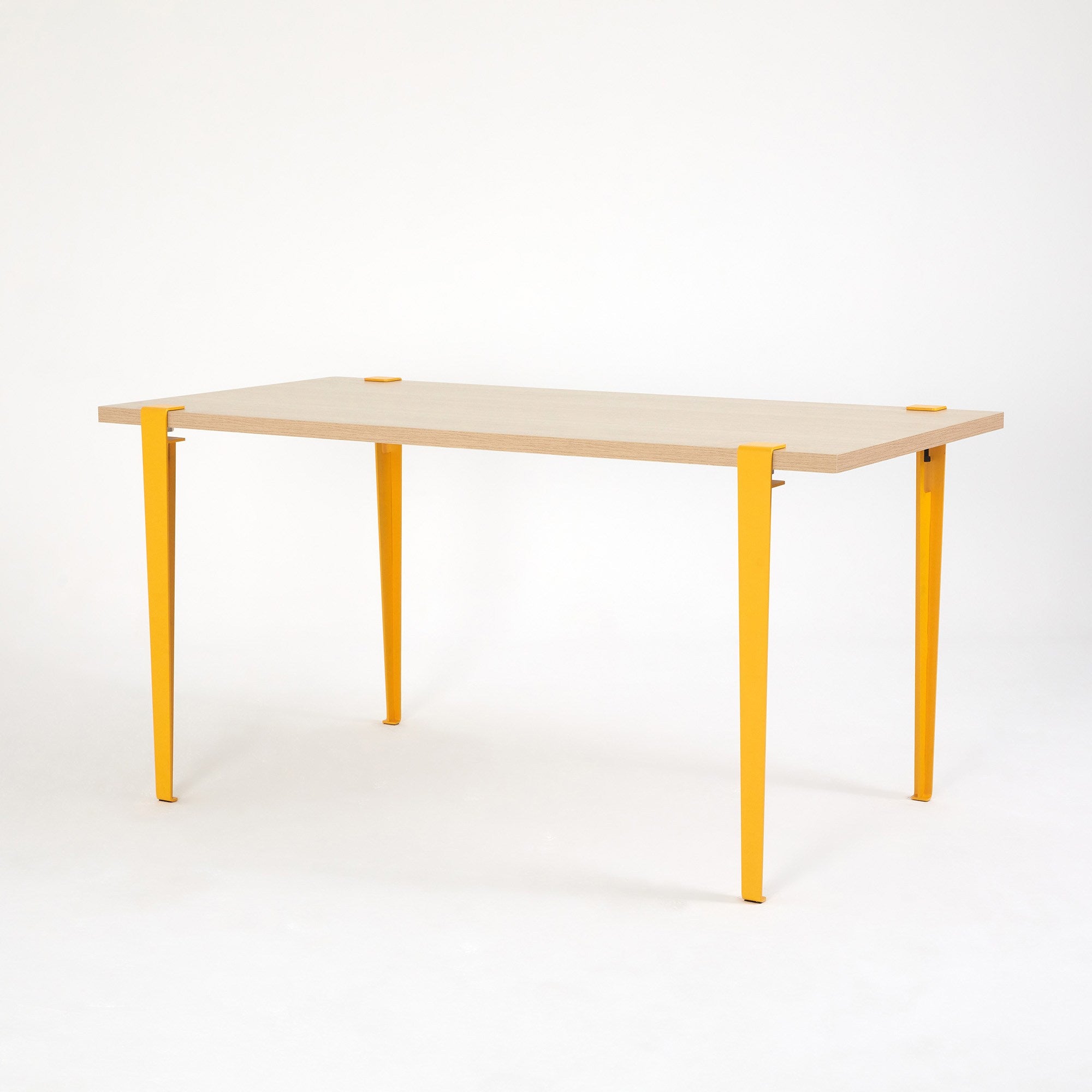 Mesa de Jantar Amarela em Madeira com Pernas de Aço - Montagem Rápida e Fácil 150x75cm