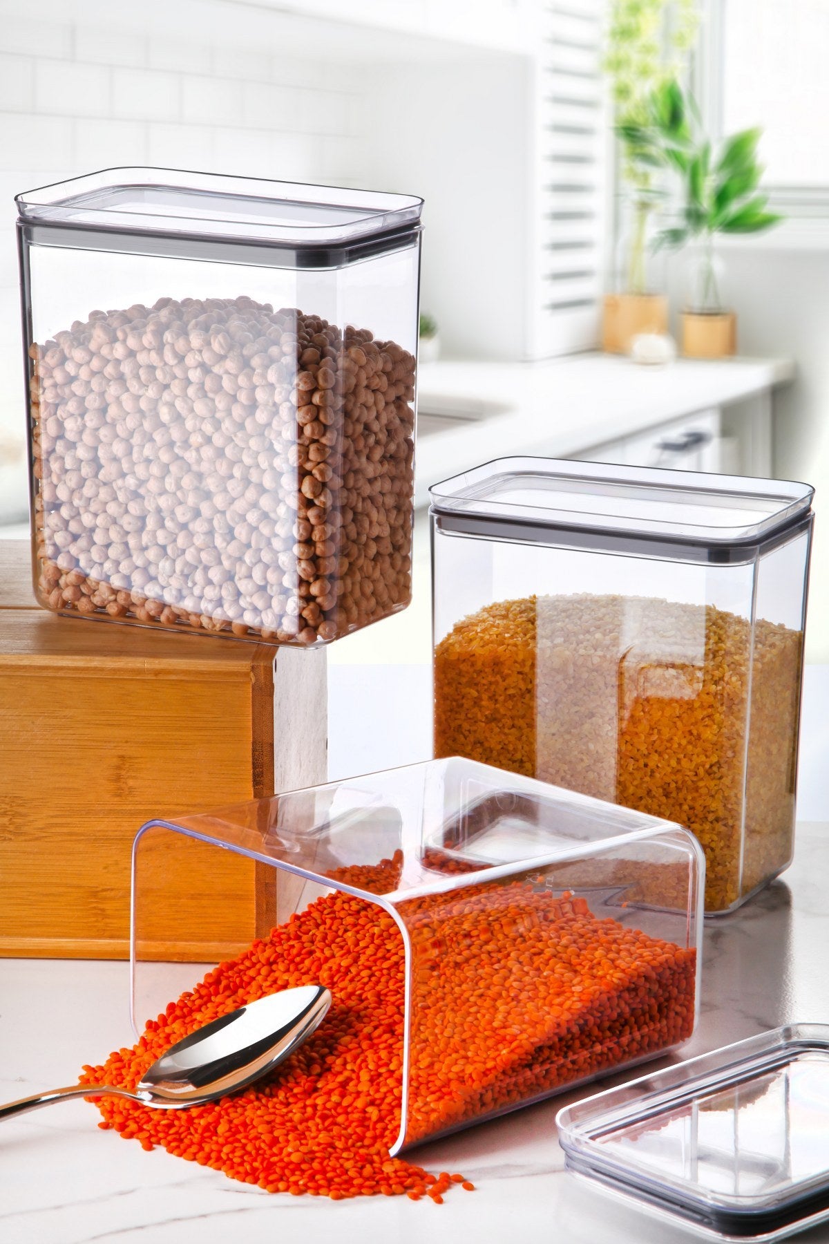 Conjunto de caixas de armazenamento – 16.5 x 10.5 x 19 cm – Transparente – Plástico