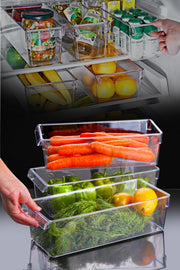 Conjunto de Organizadores para Geladeira – 37 x 15 x 10 cm – Transparente – Plástico
