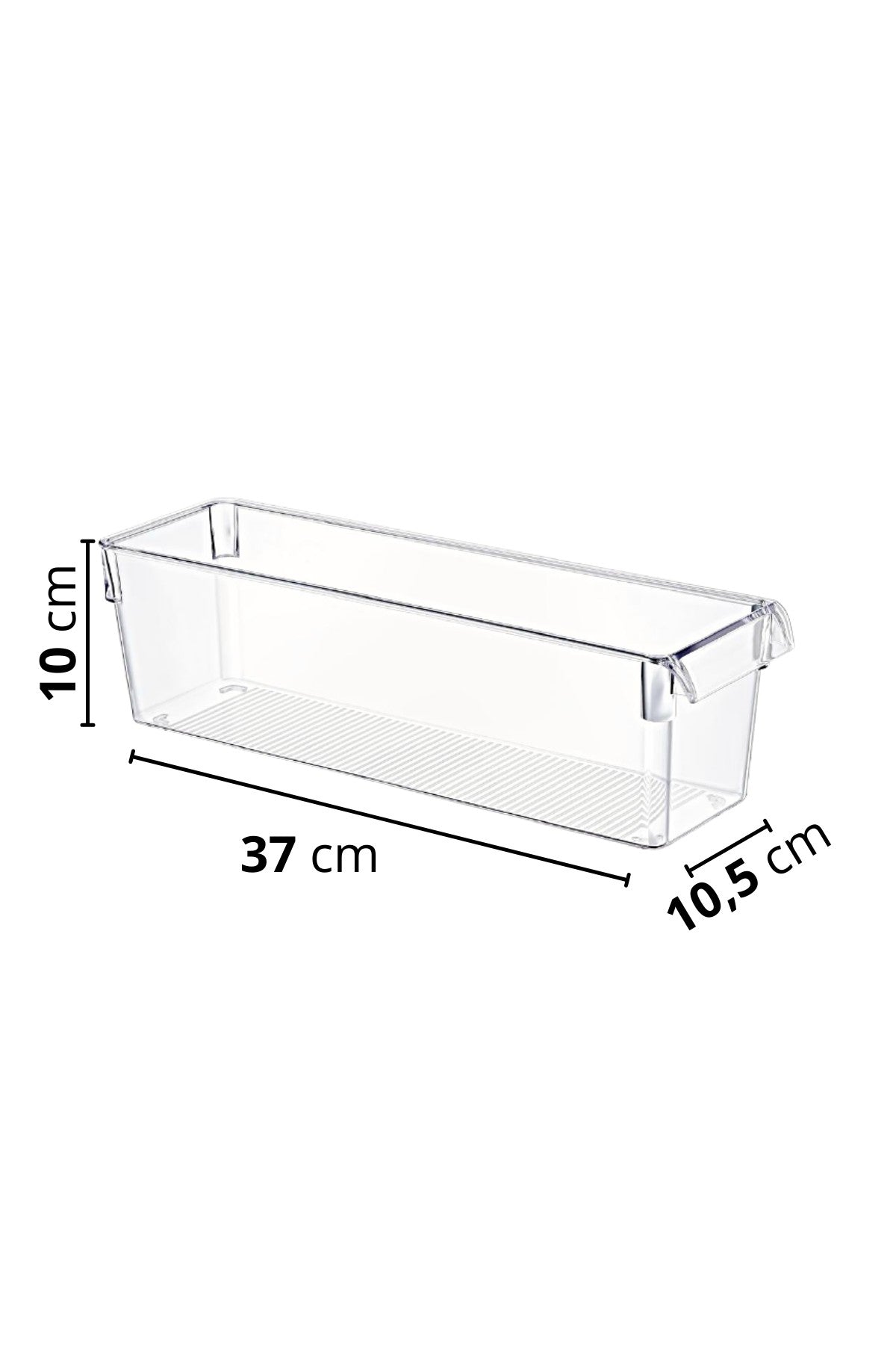 Conjunto organizador de geladeira – 37 x 10,5 x 10 cm; 37 x 15 x 10 cm; 37 x 20,5 x 10 cm – Transparente – Plástico