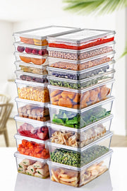 Conjunto de caixas de armazenamento – 10 caixas pequenas (14 x 11 x 11,5 cm) e 10 caixas grandes (14 x 23,5 x 7,5 cm) – Transparente – Plástico