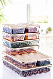 Conjunto de caixas de armazenamento – 9 peças – Creme – Plástico