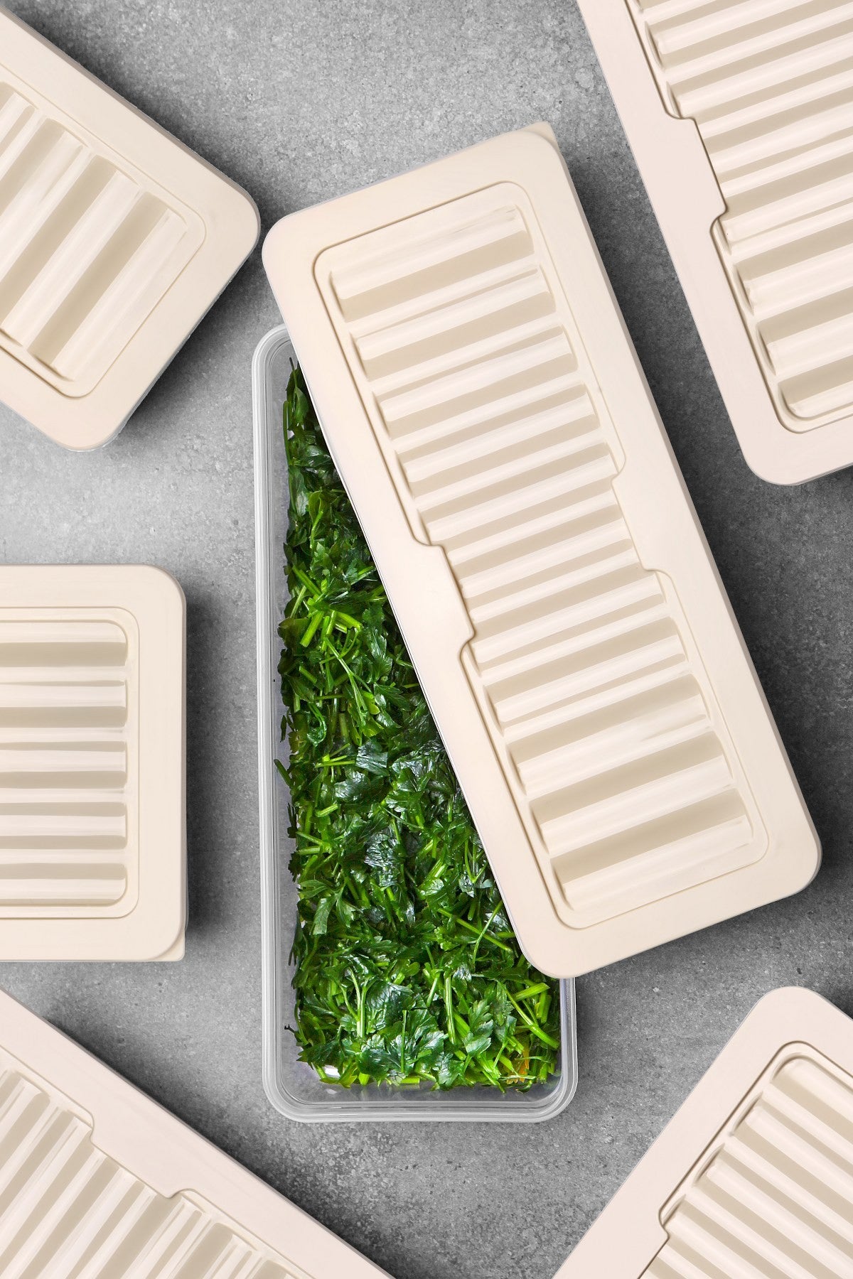 Conjunto de caixas de armazenamento – 9 peças – Creme – Plástico