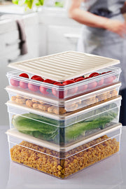 Conjunto de caixas de armazenamento – 22,5 x 28,5 x 9 cm e 22,5 x 28,5 x 4,8 cm – Creme – Plástico