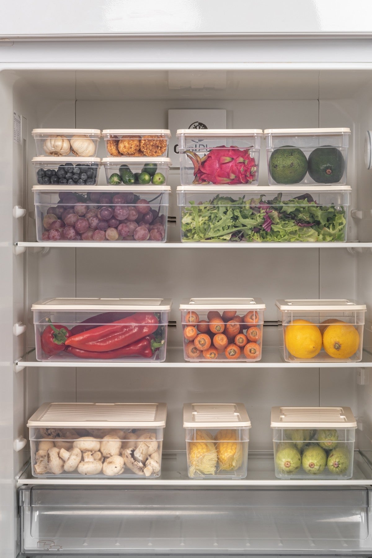 Conjunto de caixas de armazenamento – 22,5 x 28,5 x 9 cm e 22,5 x 28,5 x 4,8 cm – Creme – Plástico