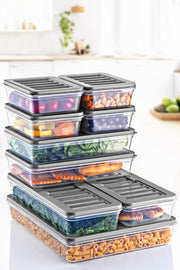 Conjunto de caixas de armazenamento – 9 peças – Cinza – Plástico