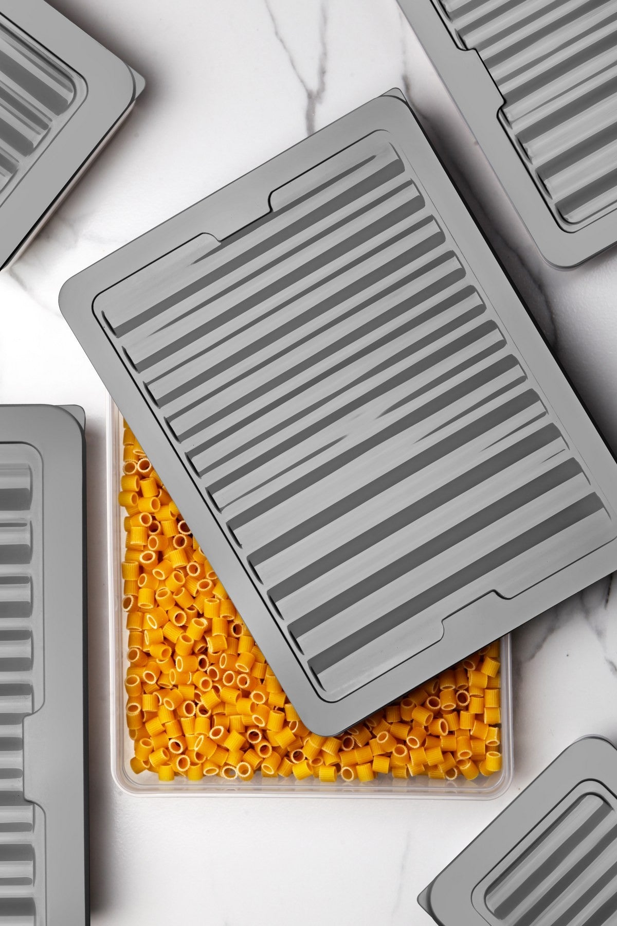 Conjunto de caixas de armazenamento – 9 peças – Cinza – Plástico