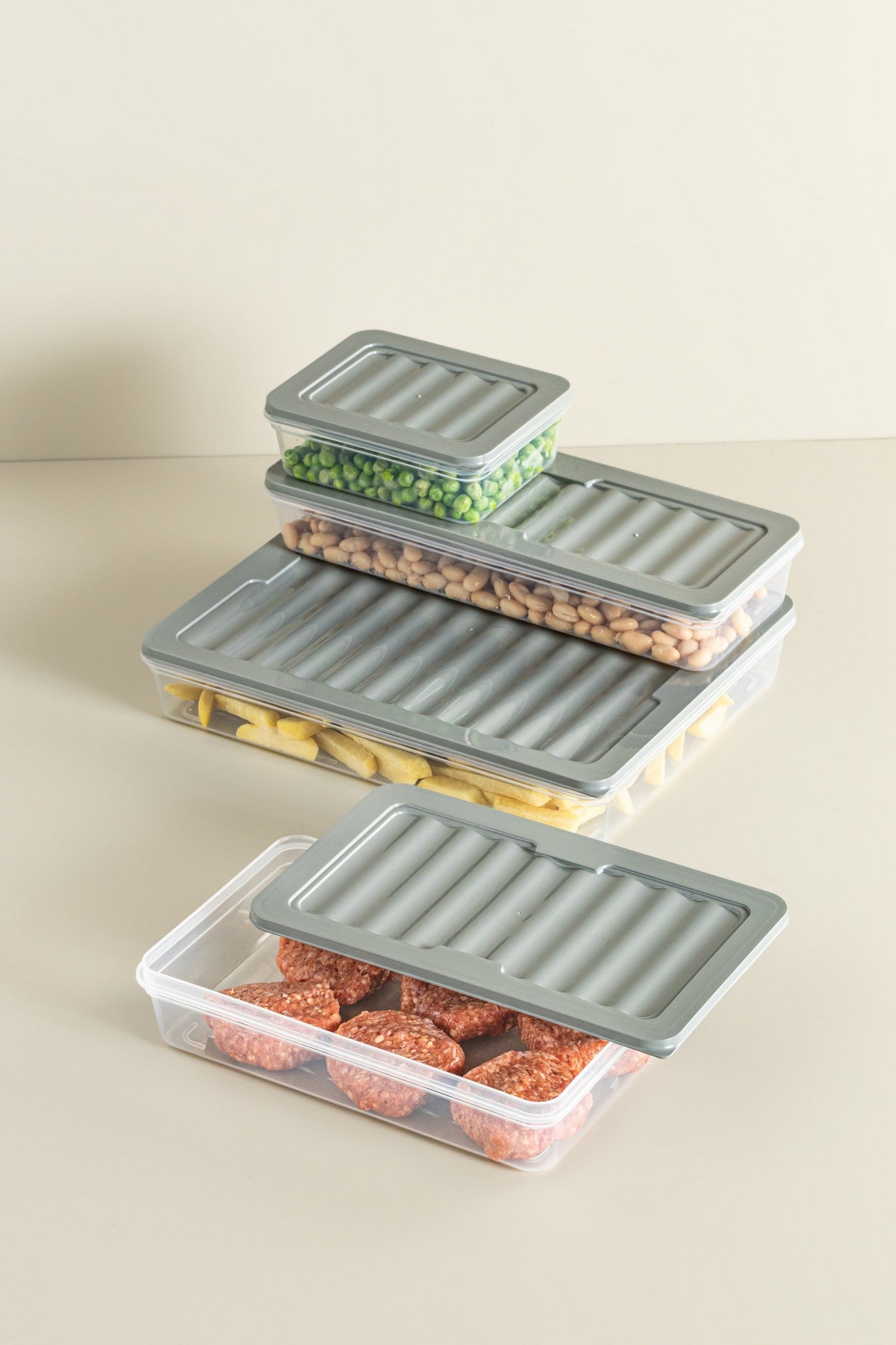 Conjunto de caixas de armazenamento – 9 peças – Cinza – Plástico